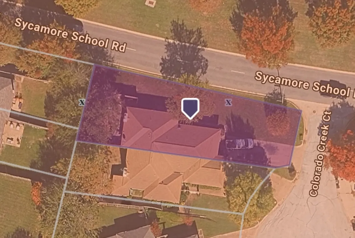 Aerial Map. Displaying the property boundaries and surrounding street layout