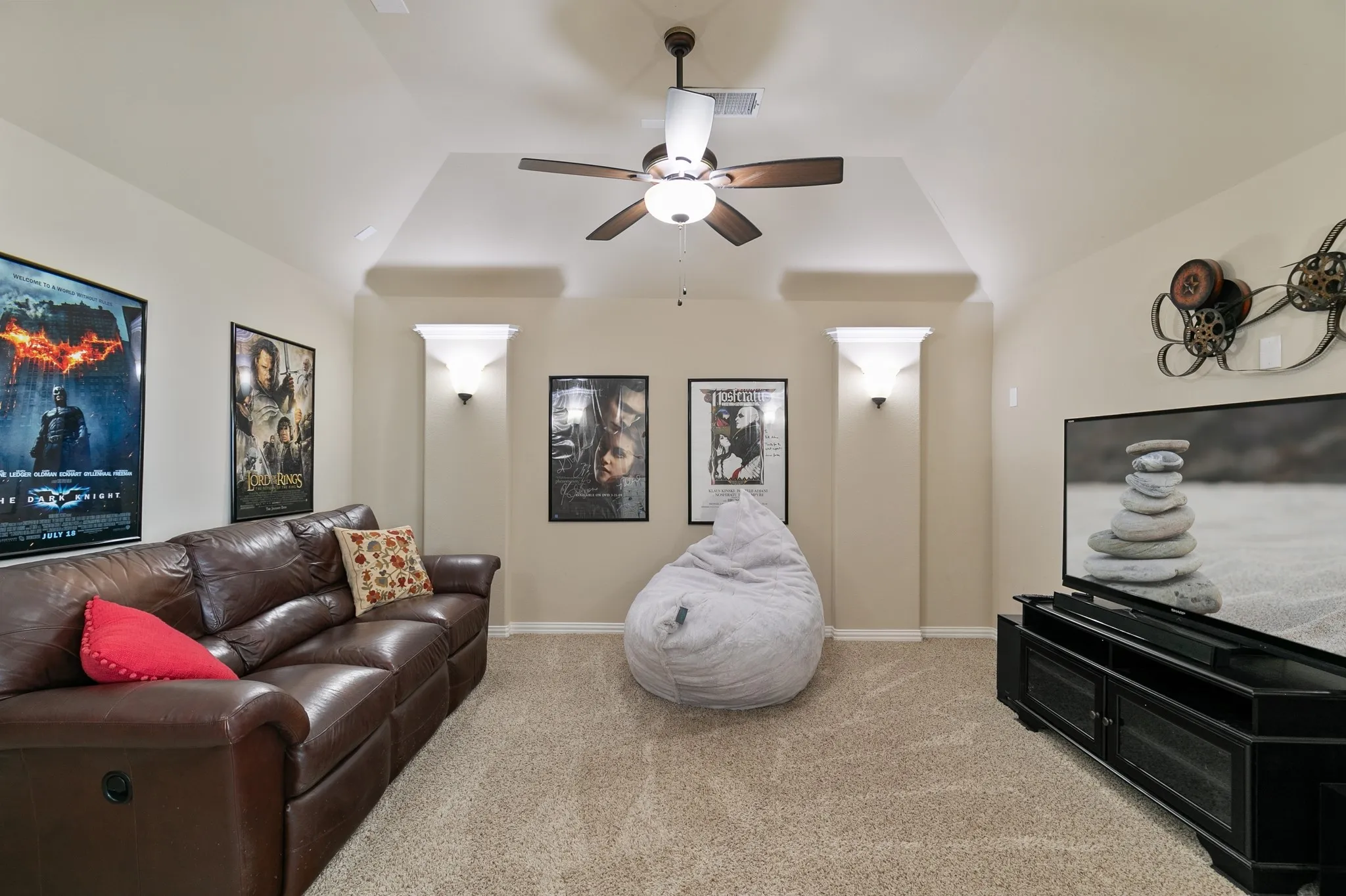 The Media room is located on the second level right off of the game room. The perfect space to gather with family or friends for the perfect movie night or a big game!
