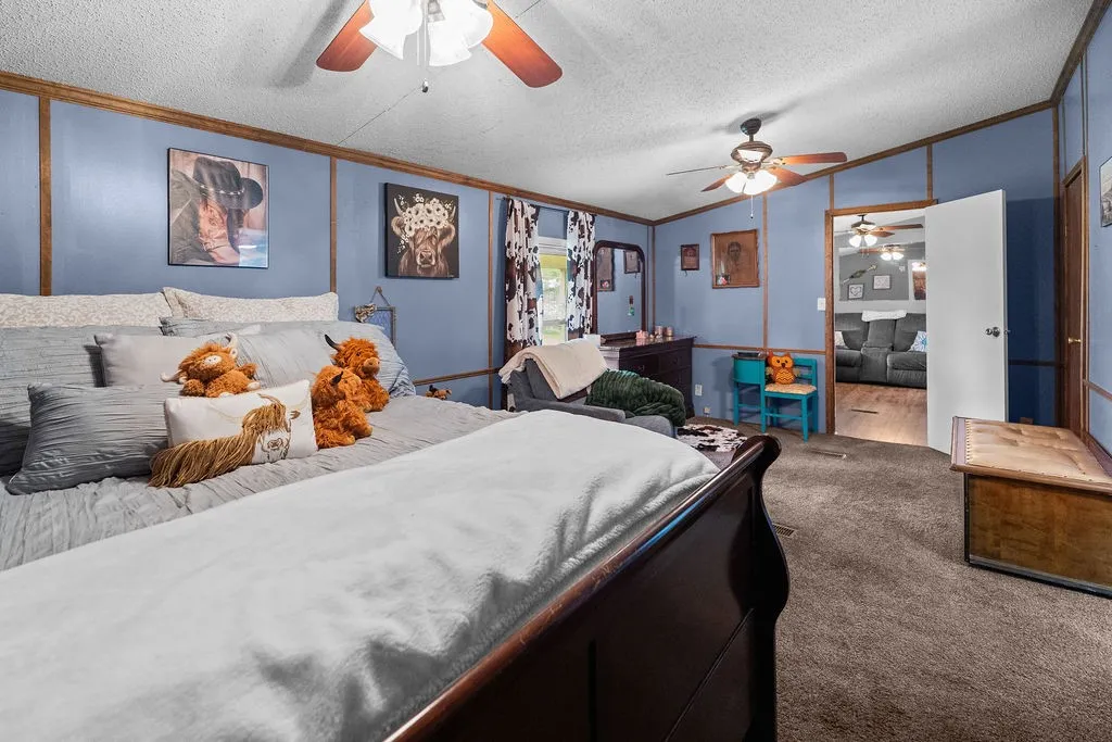 Primary has 2 ceiling fans, 2 closets, lots of extra  space