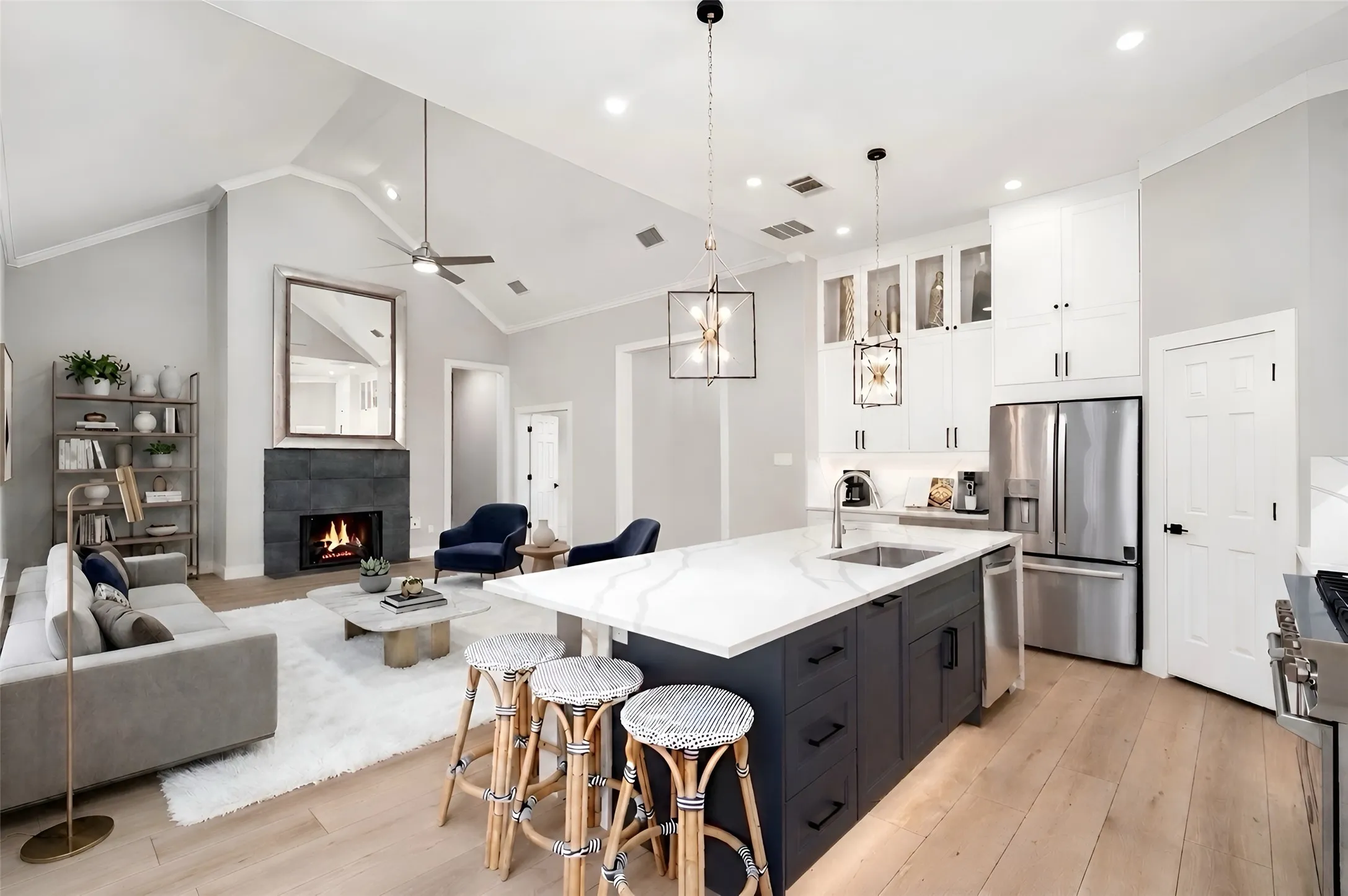 Kitchen and Family Room Virtually Staged