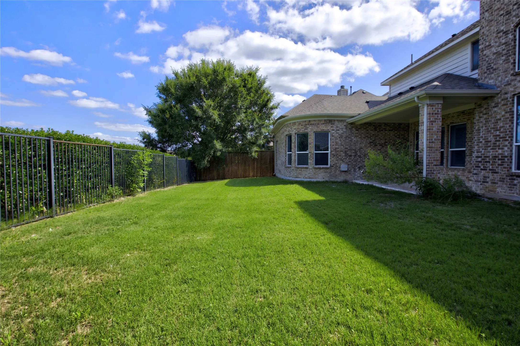 Expansive grassy yard with a metal fence and mature privacy plantings
Backs to Park/Greenspace