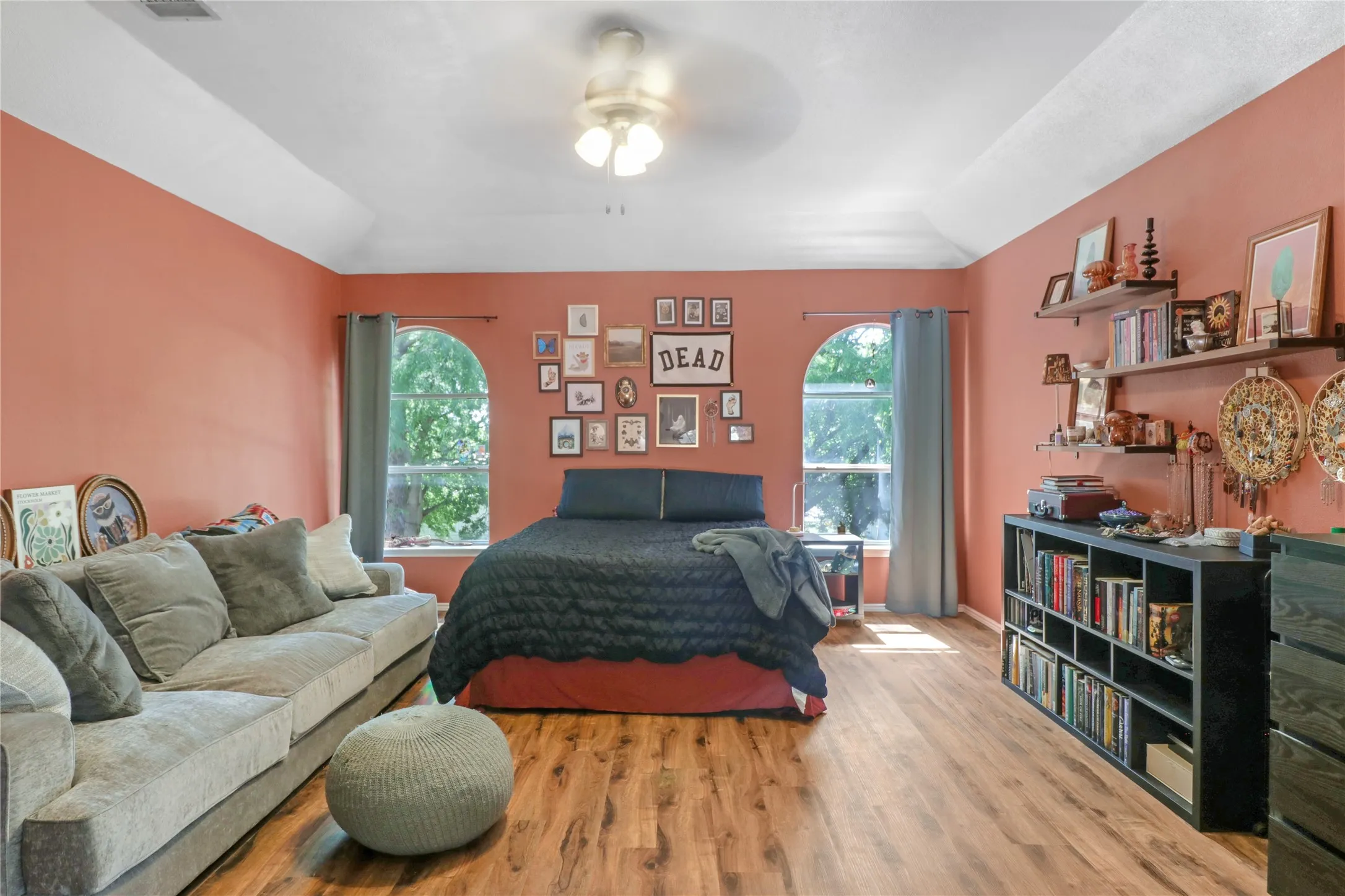 Upstairs game room being used as bedroom.