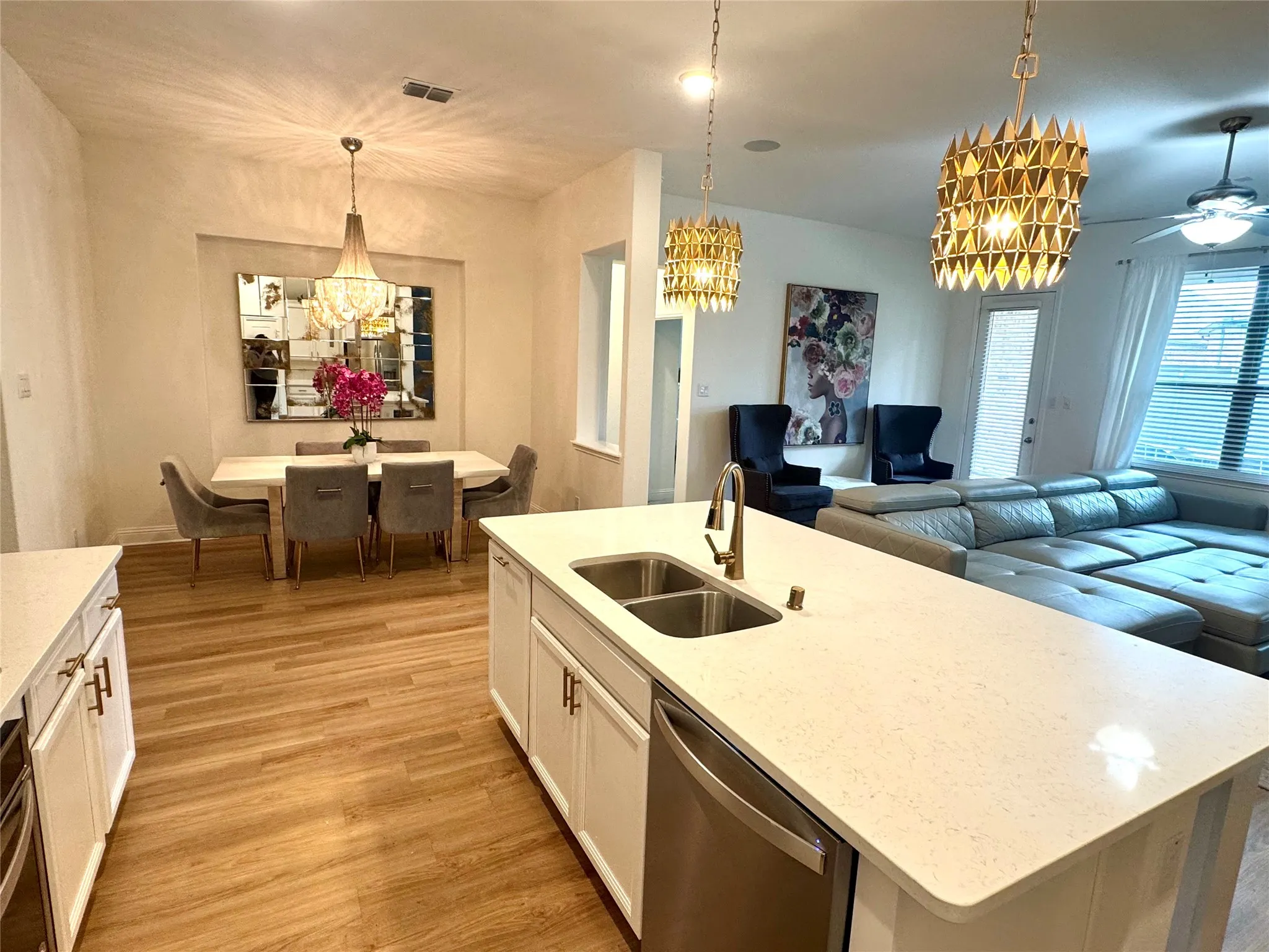 Huge Quartz countertop add bar stools to eat-in OR...
