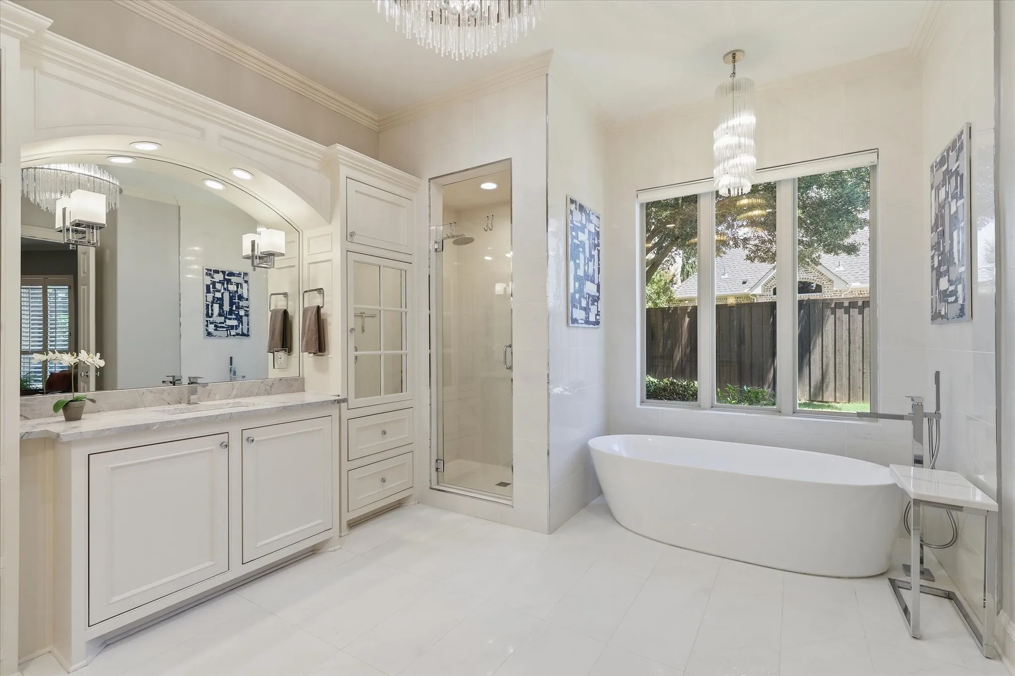 View #2 of the Primary Bath showing the standing tub and separate shower.