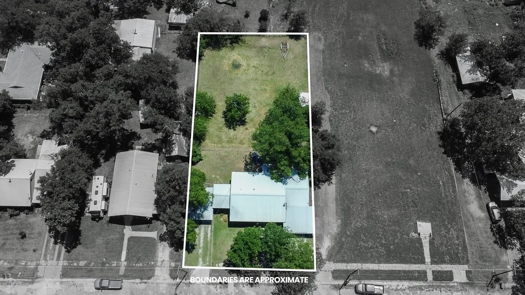Aerial image with approximate boundaries in color.