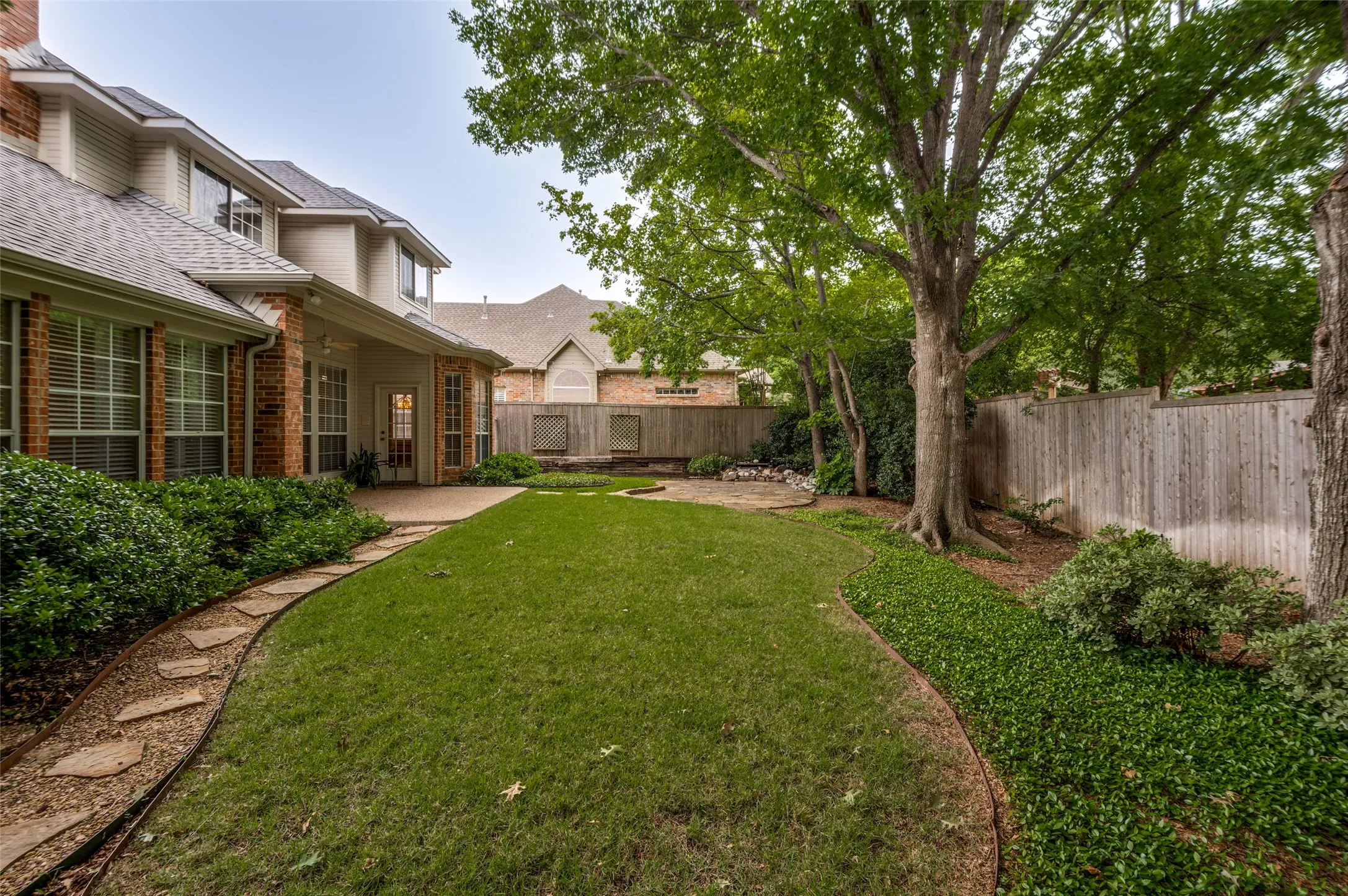 A large backyard that offers many possibilities.