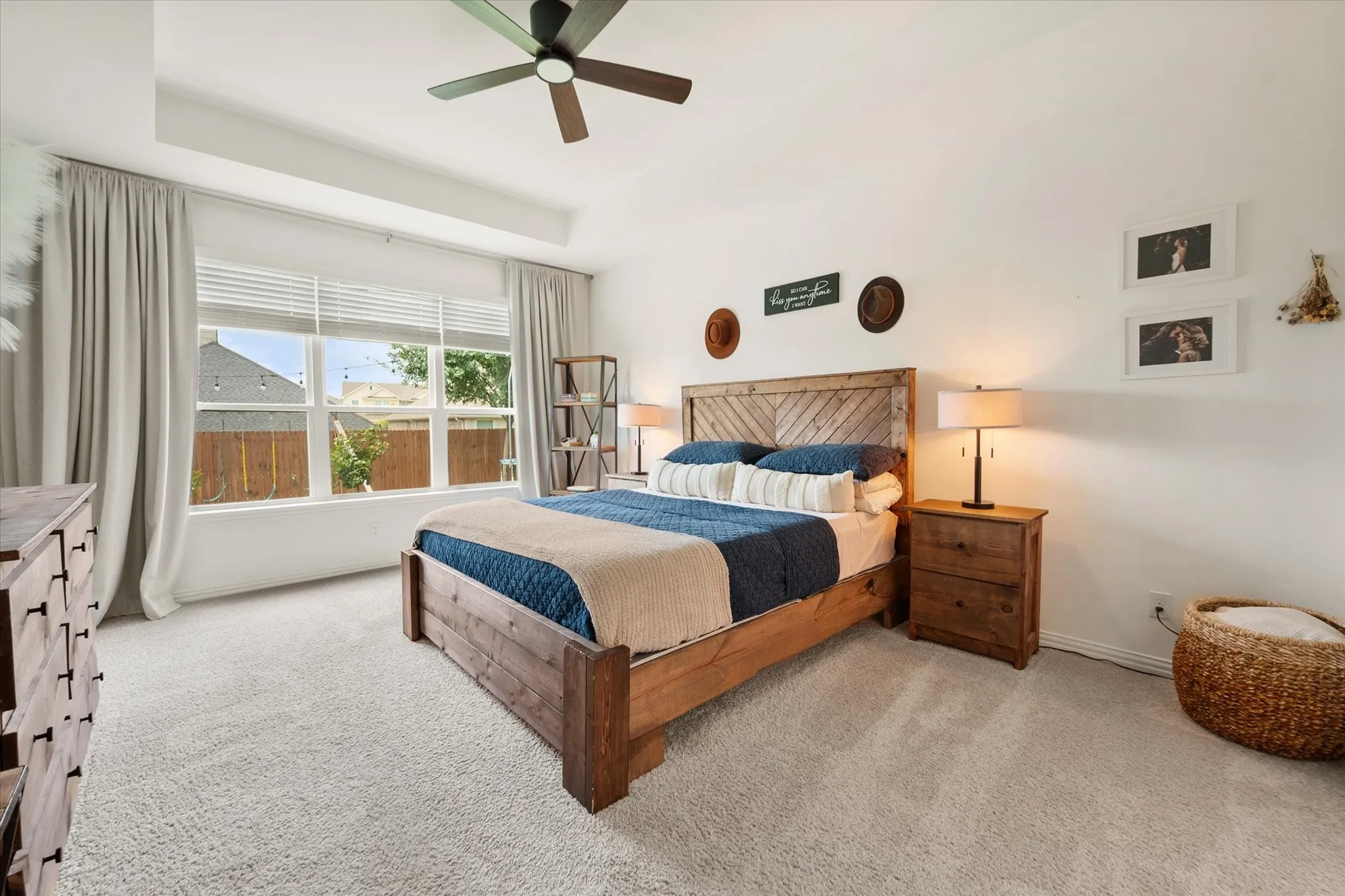 Primary bedroom is on the first floor with walk-in closet and en suite bathroom.