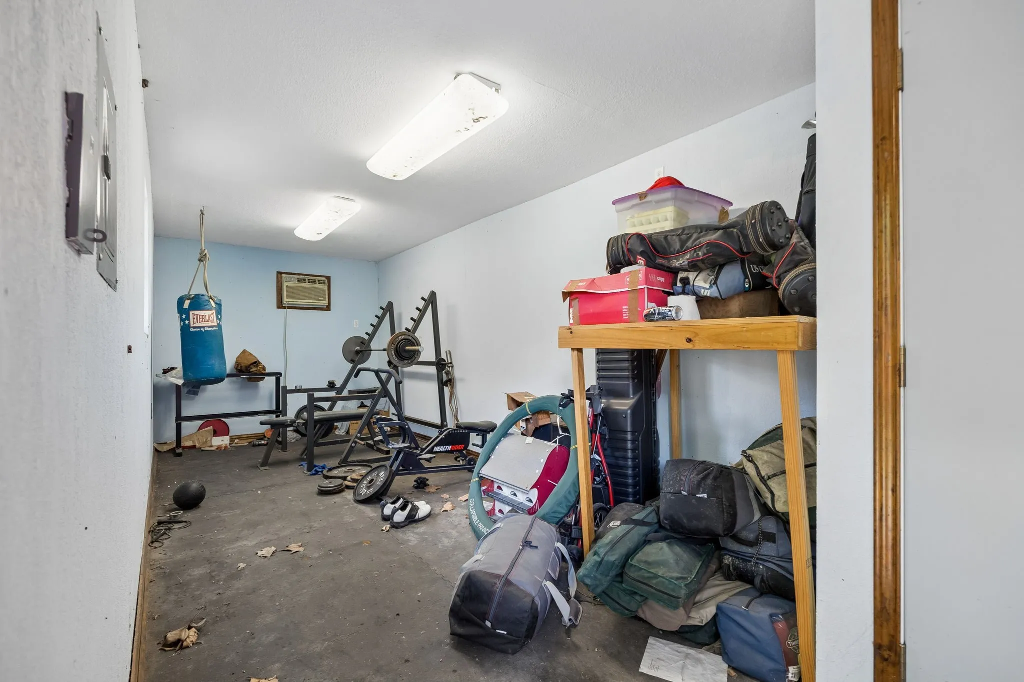 Exercise room in detached shop