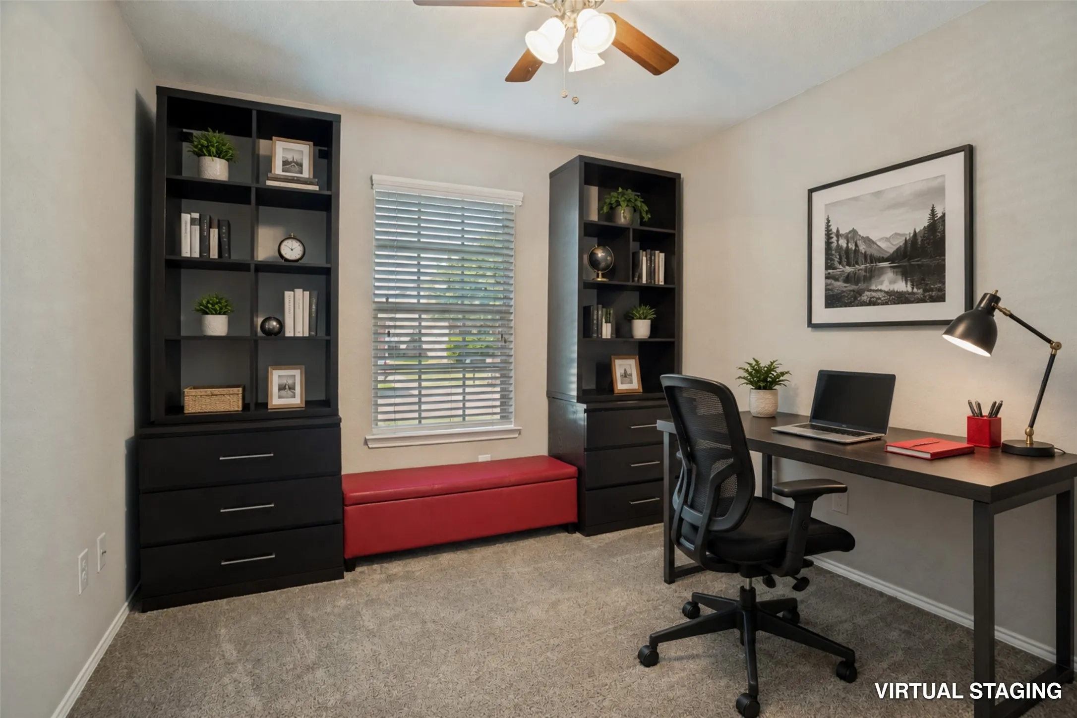 Bedroom, Virtually Staged as Office