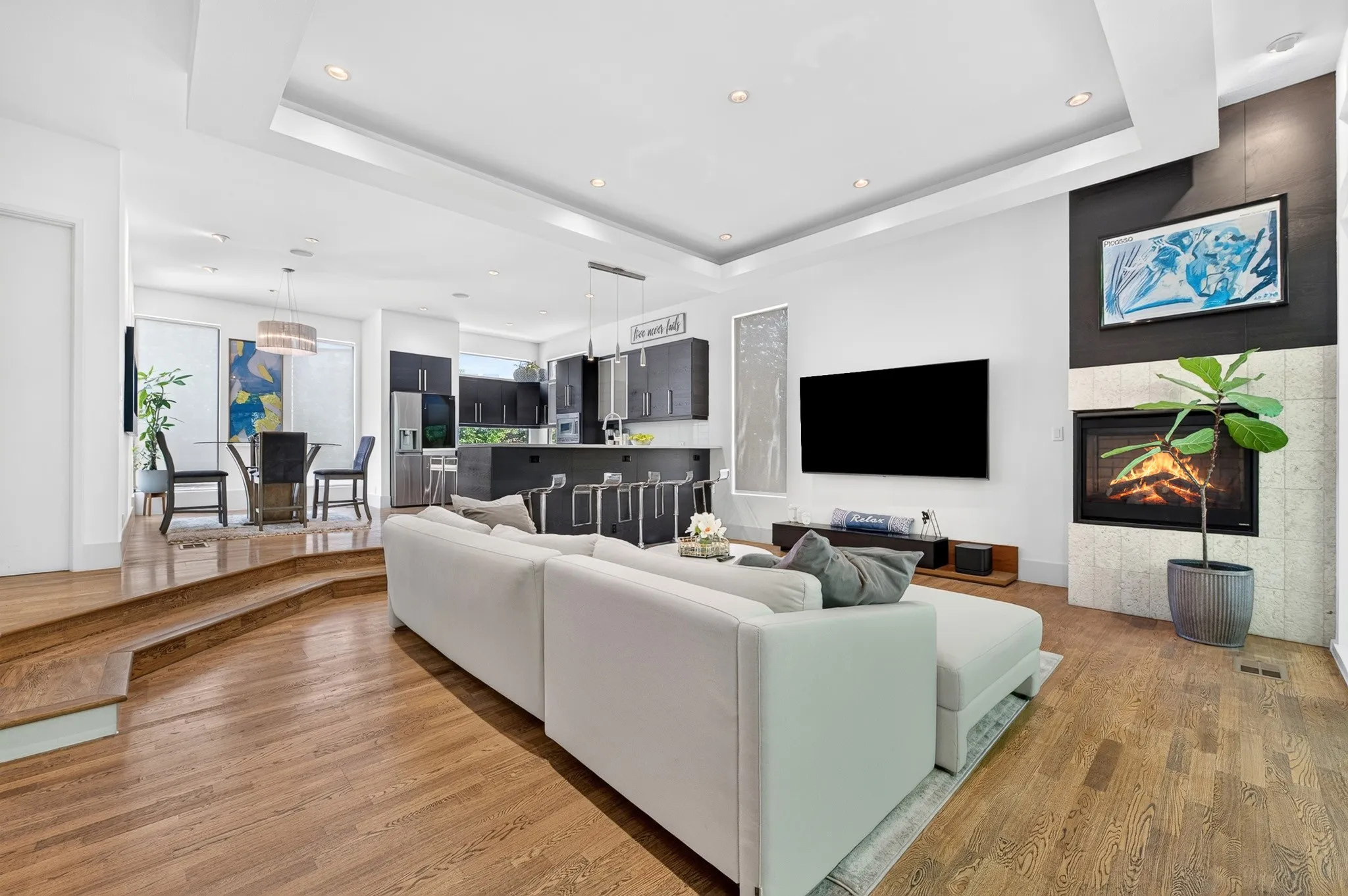 Living room with patio view