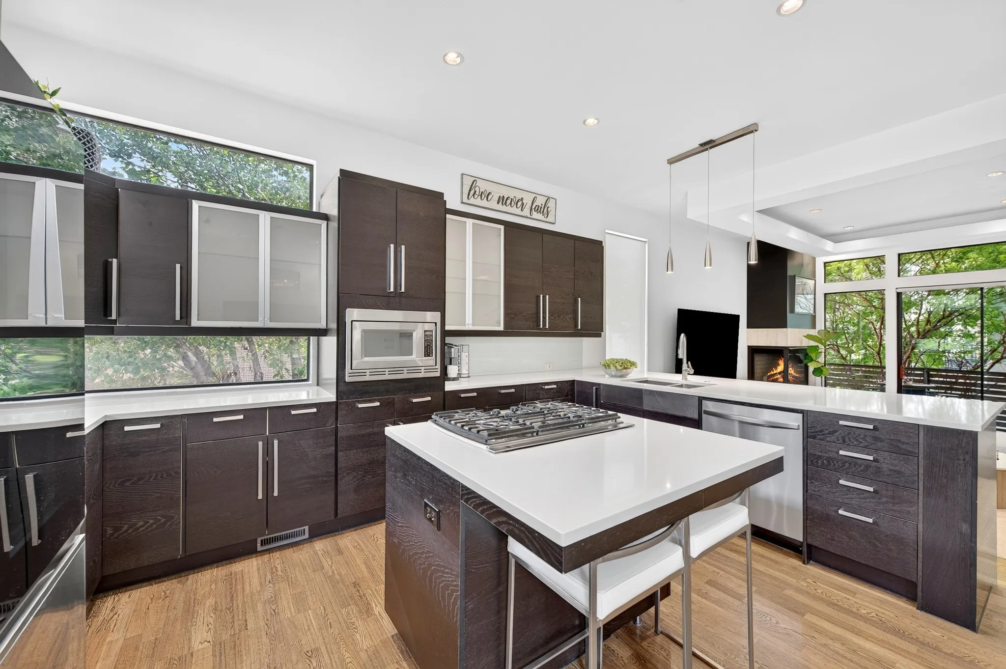 Kitchen and Dining with patio view
