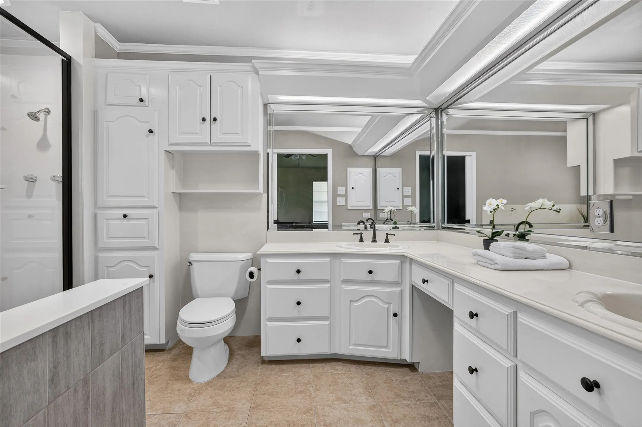 Primary bathroom with dual sinks