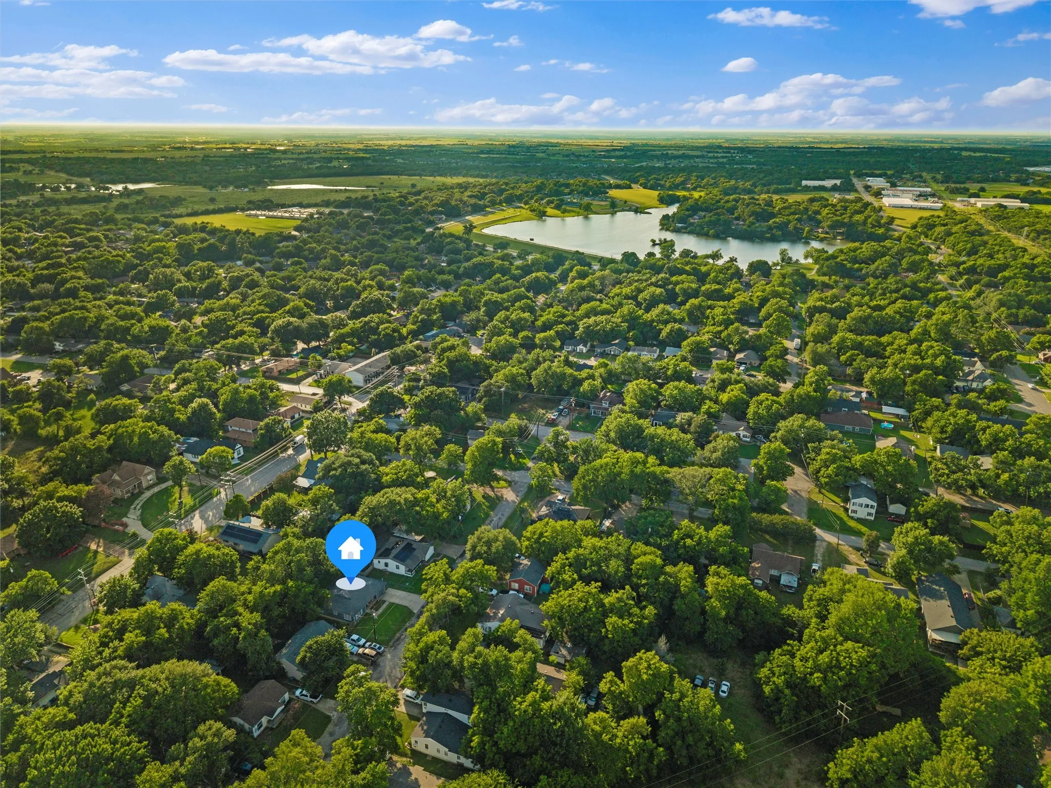 Aerial view provides an additional perspective of the surrounding neighborhood.