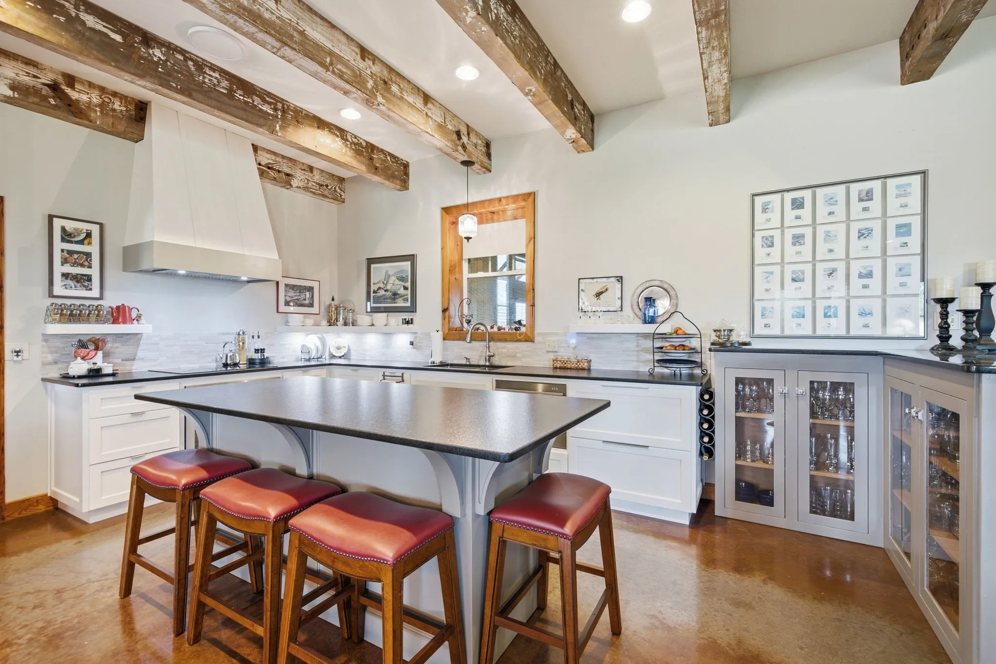 All of the cabinetry is new... all drawers!!!  And that ceiling treatment defines this space.