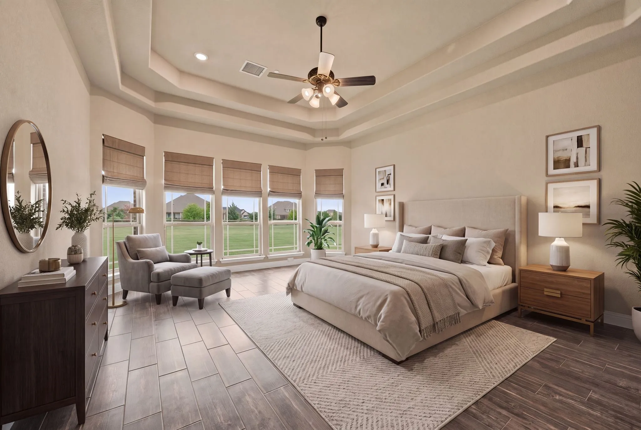 Virtually staged Primary suite.