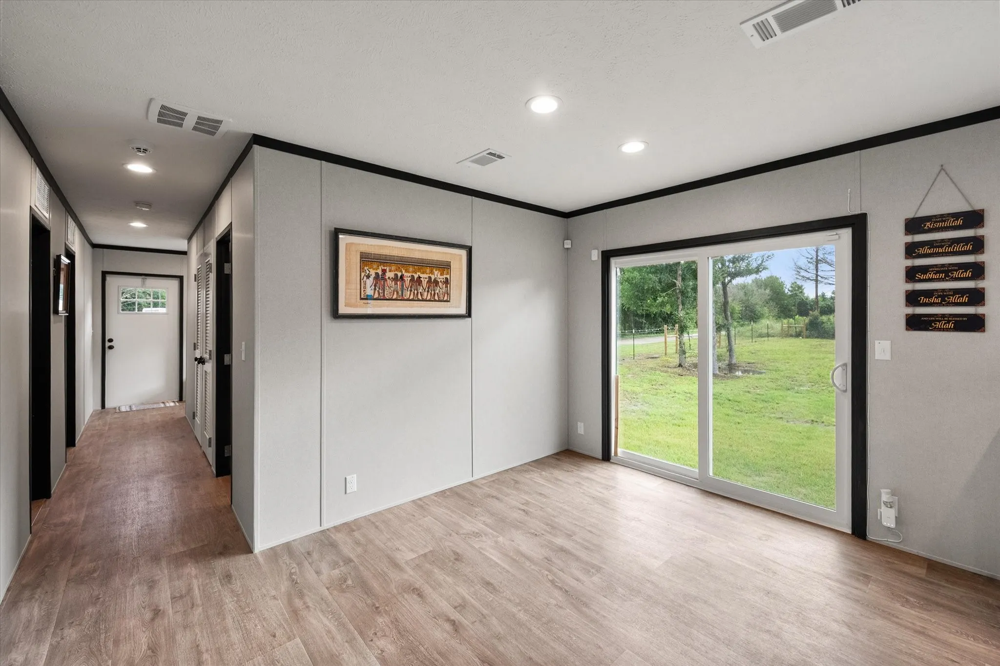 Dining room with sliding glass doors going into the back yard.