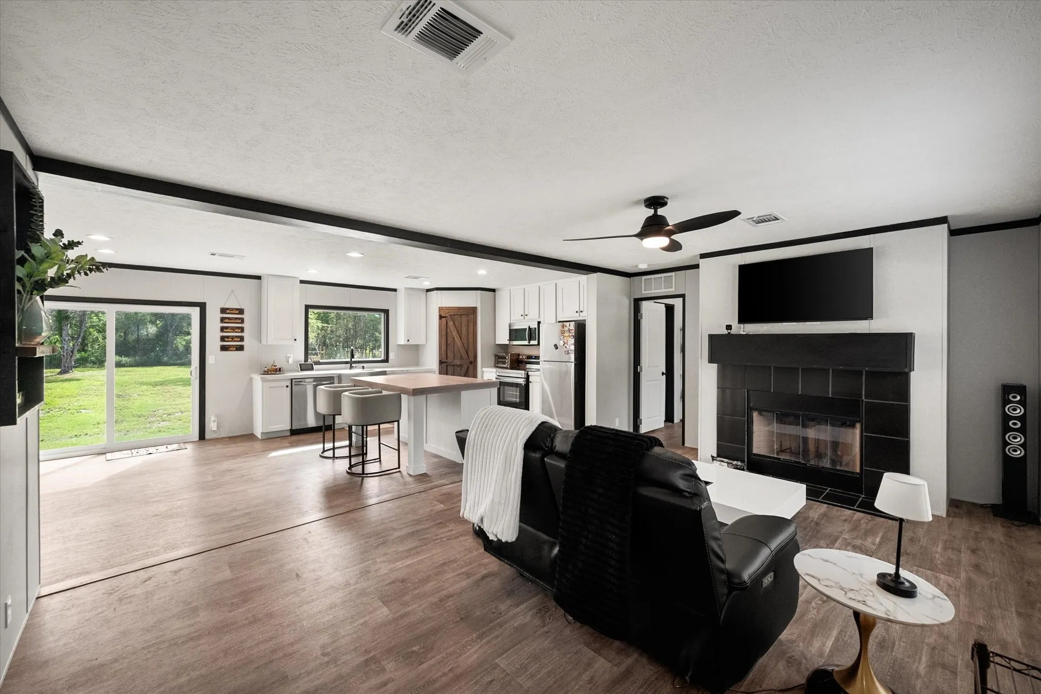 Open-concept floor plan.