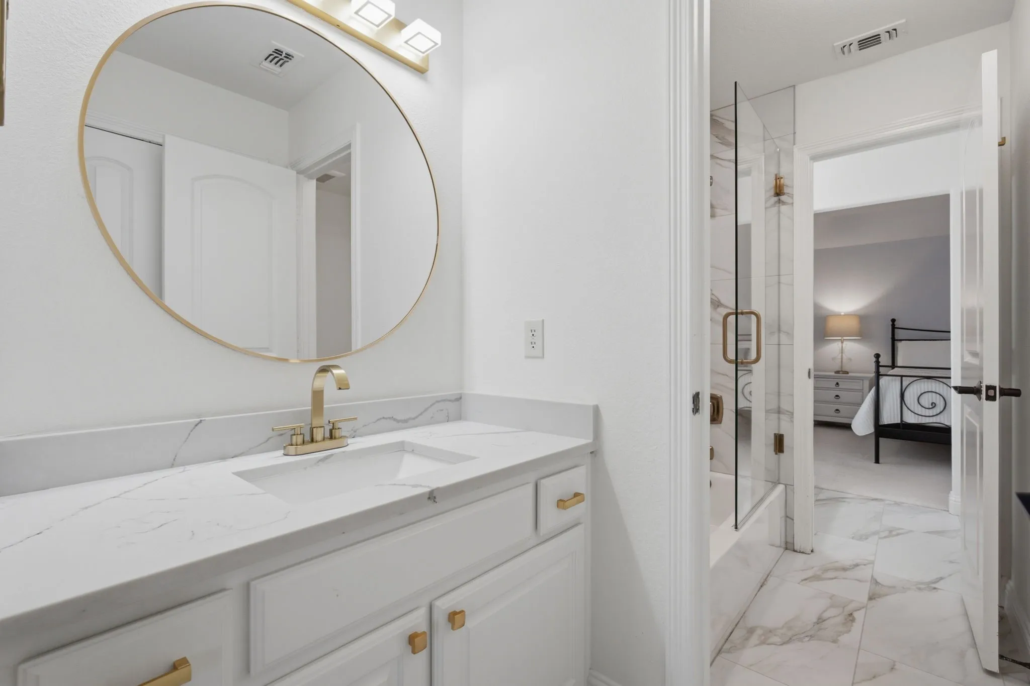 One side of the Jack & Jill bathroom