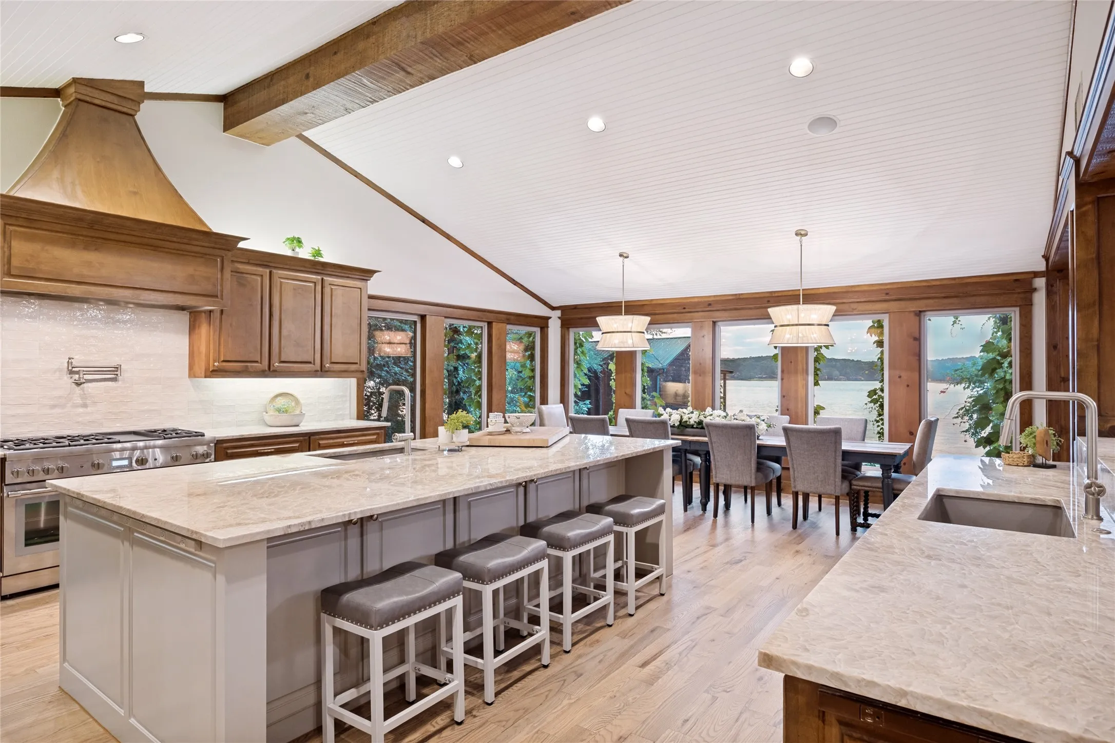 Main House Kitchen with Double Islands, 2 dishwashers, 3 ovens and gas range