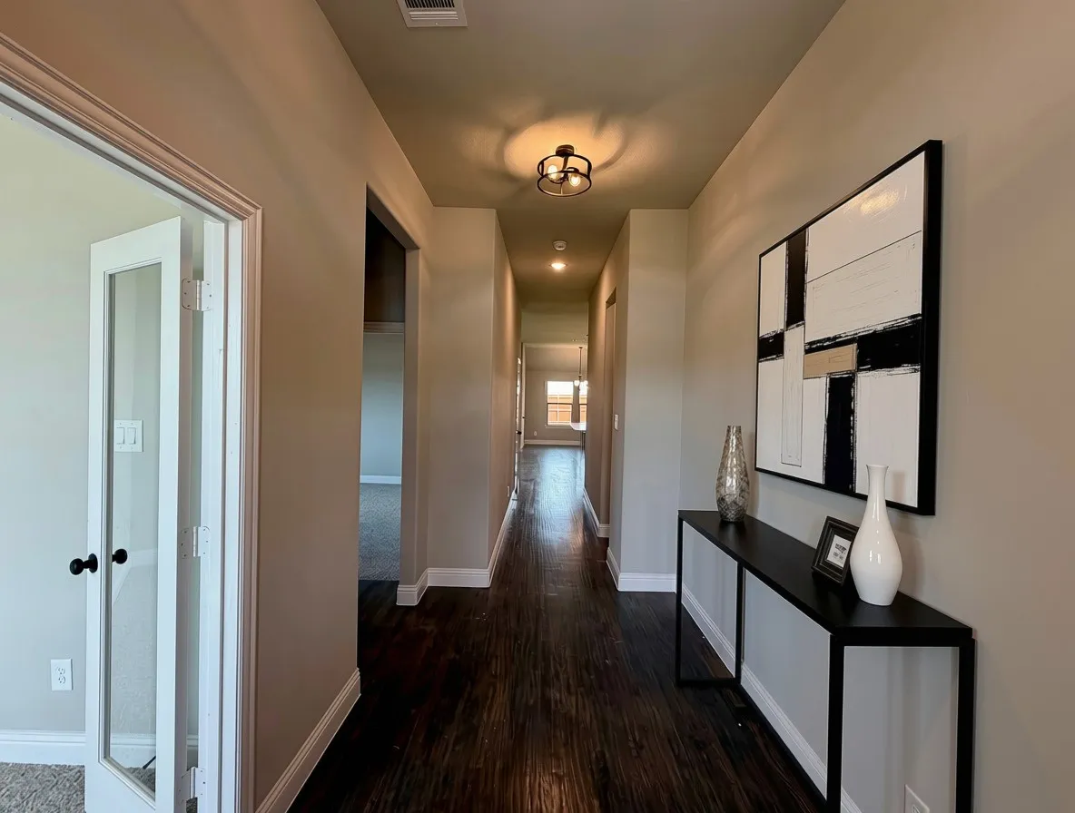 Great first impression in large open entry with rich Ebony hardwoods