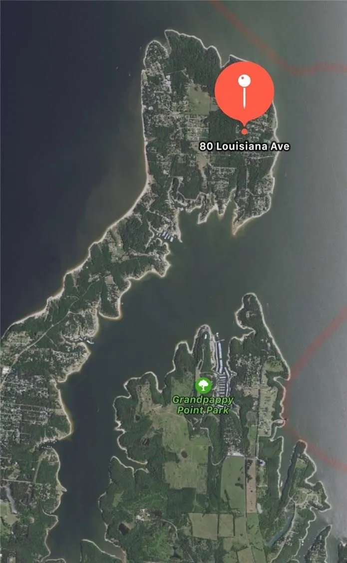 Satellite Map. Indicating the geographic location of the property at 80 Louisiana Ave and surrounding landforms