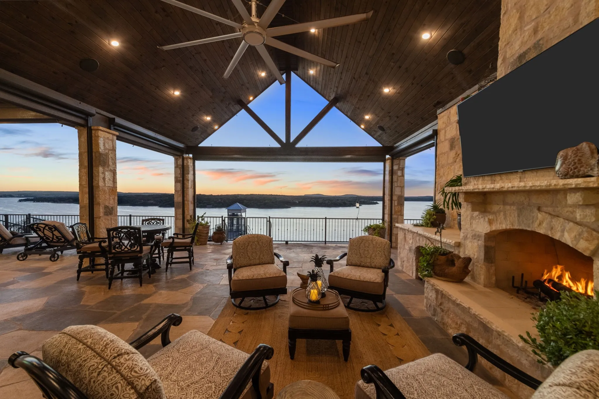 Expansive outdoor entertaining area with full outdoor kitchen