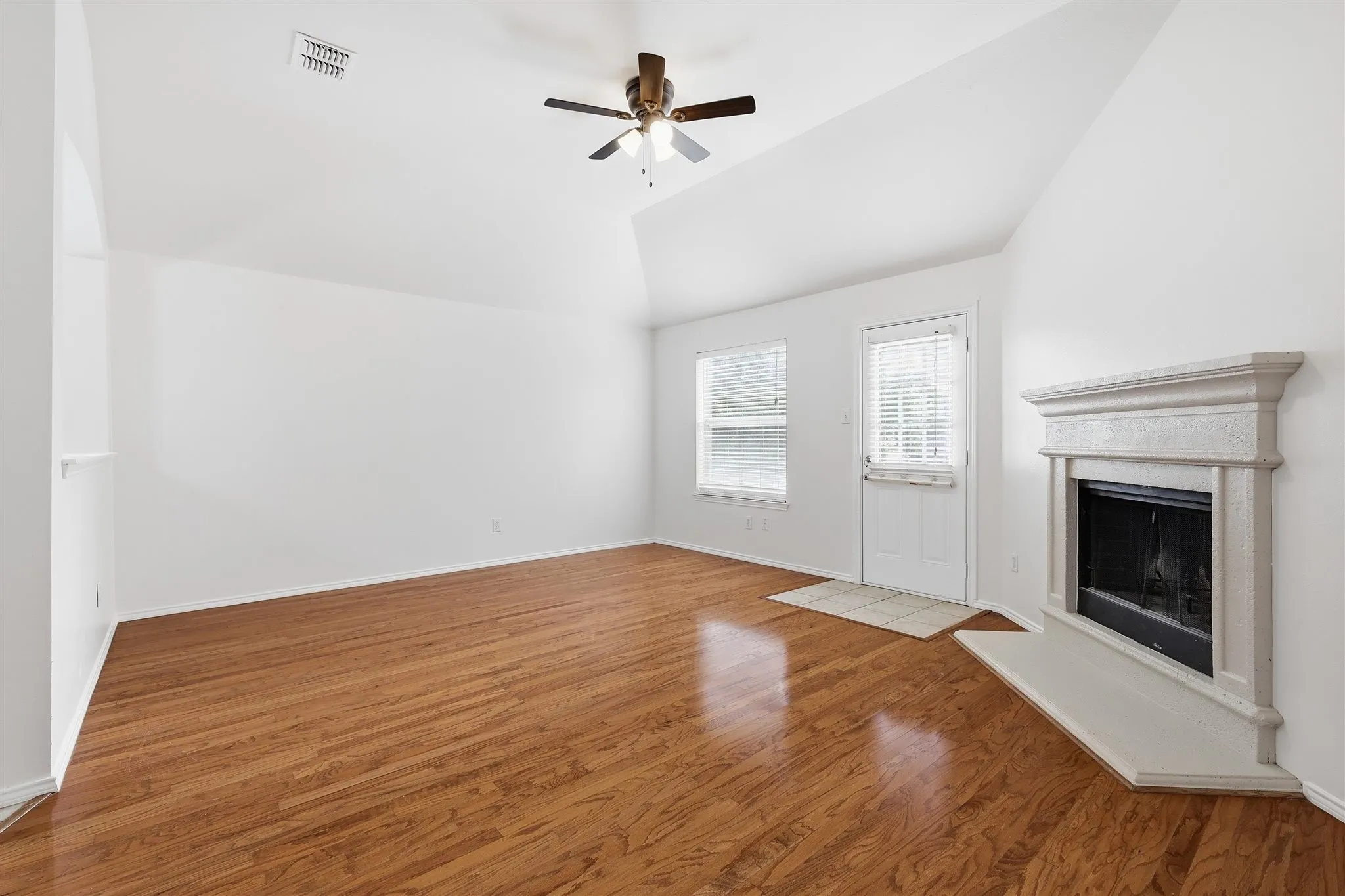 Beautiful wood floors in family room