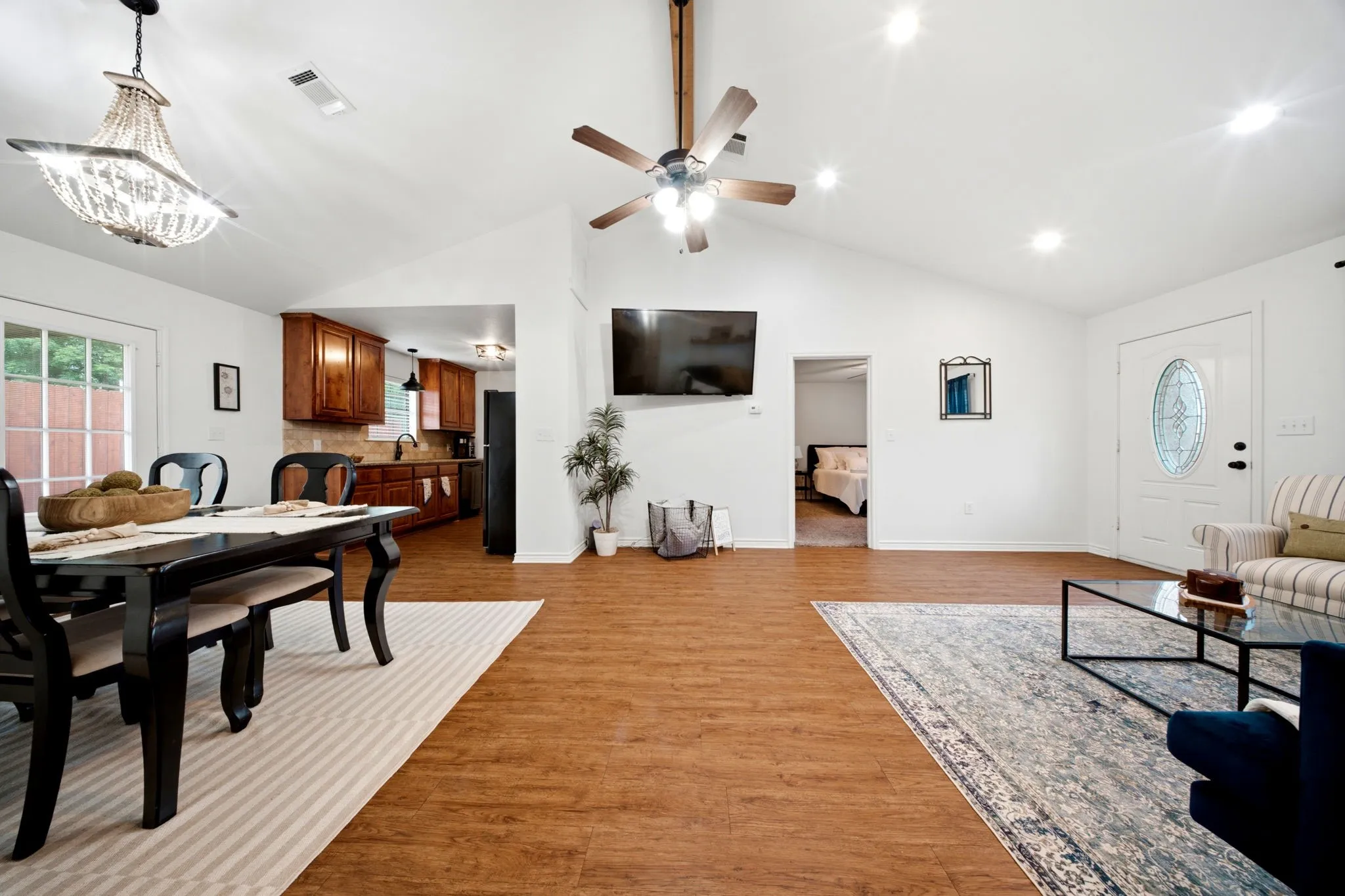 Generous living and dining spaces showcase the home's thoughtful design and split-bedroom floor plan.