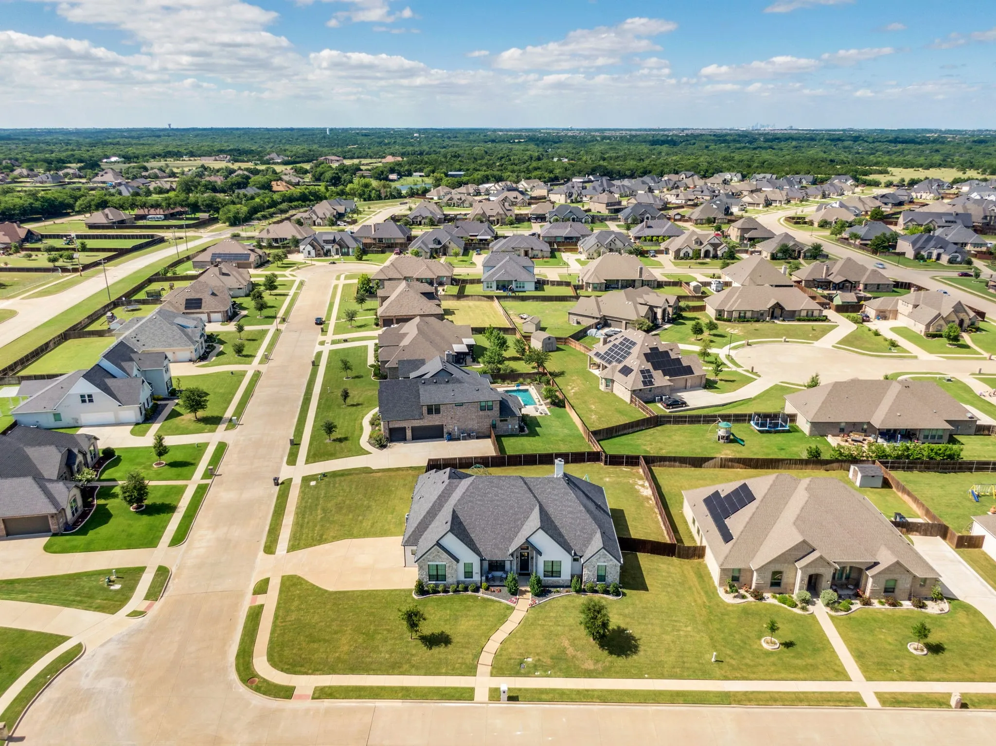 Sprawling residential neighborhood featuring a variety of single-family homes with traditional architecture