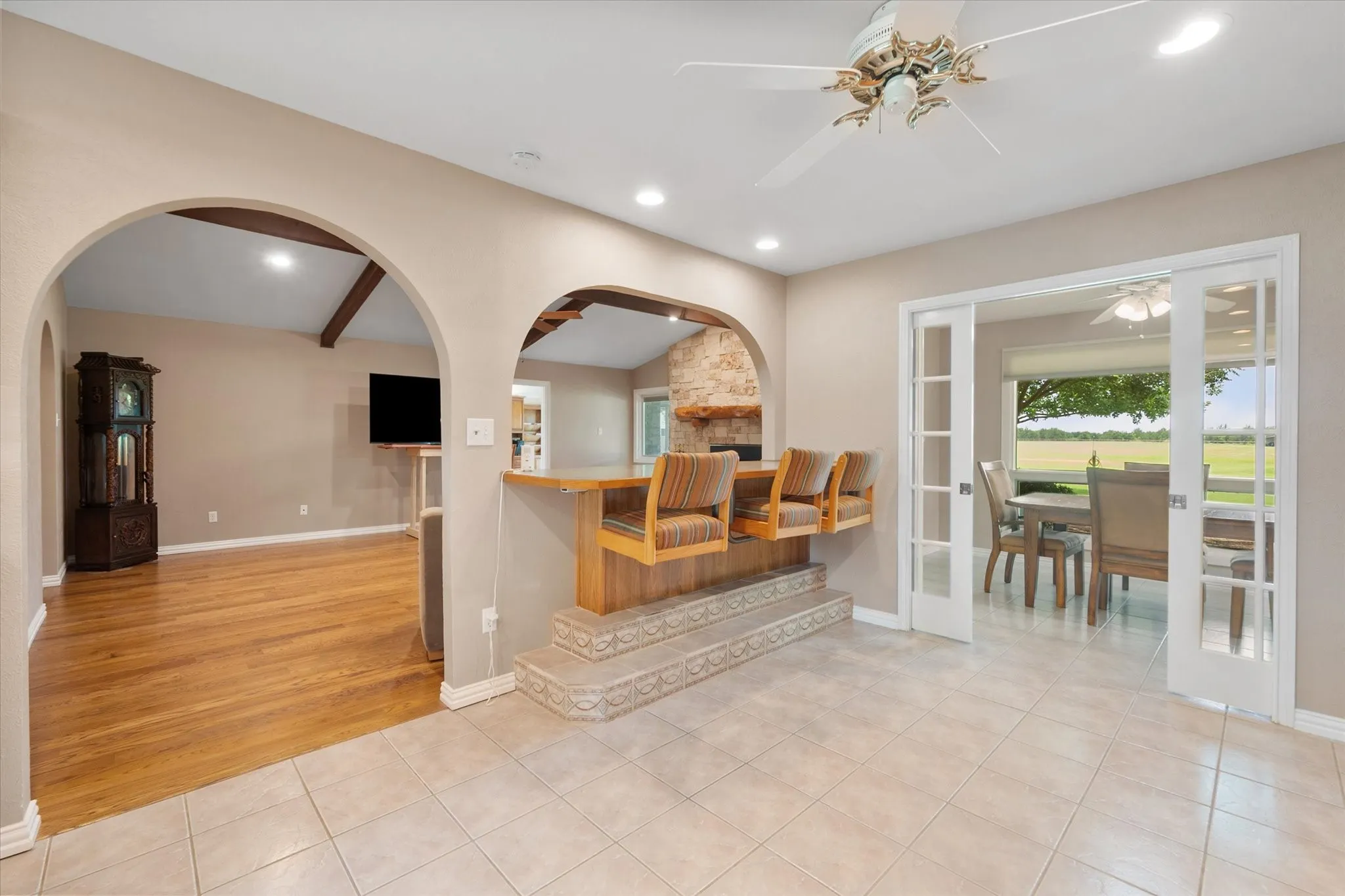 Notice the built in swivel chairs.