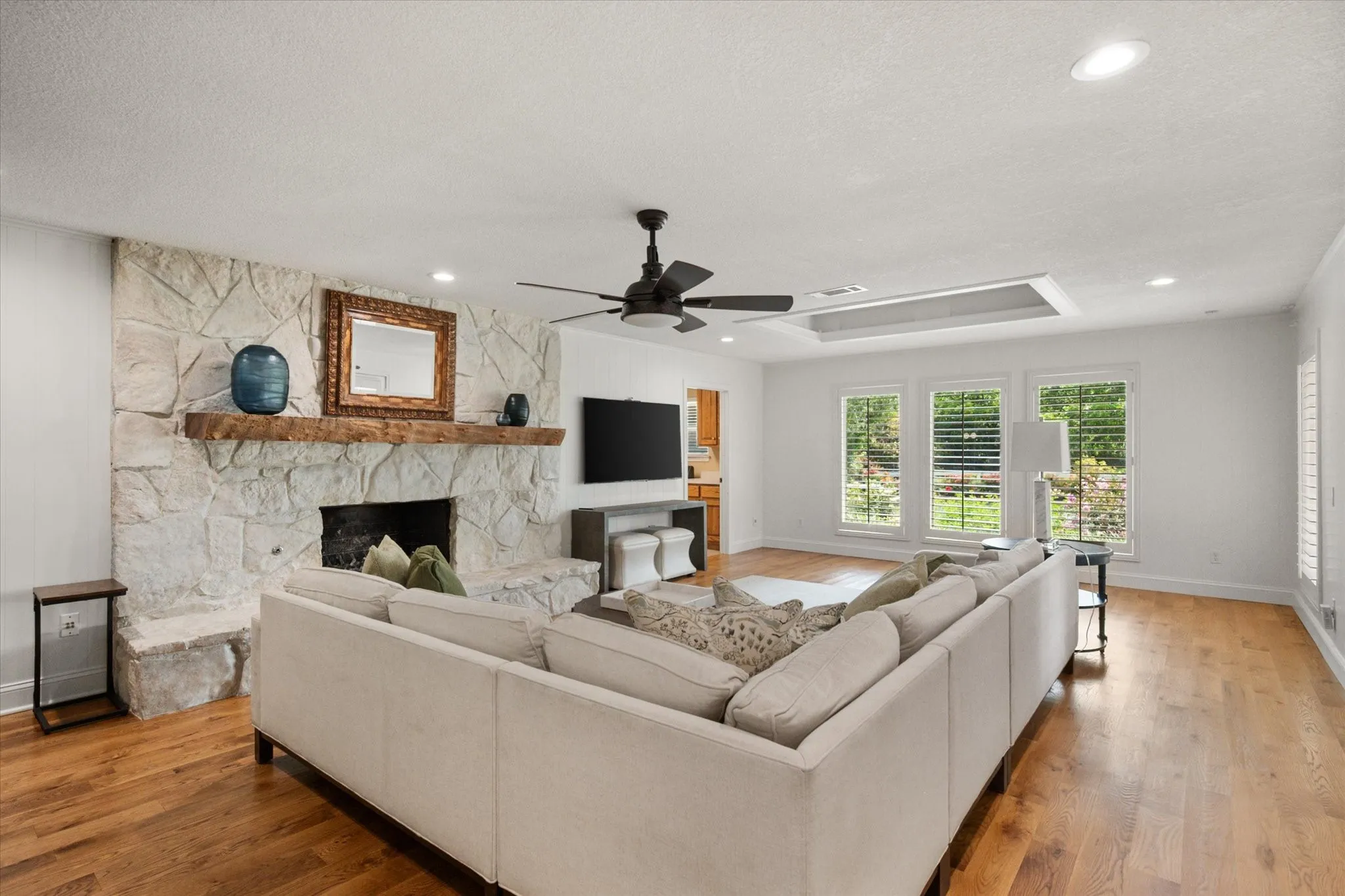 Family room with fireplace