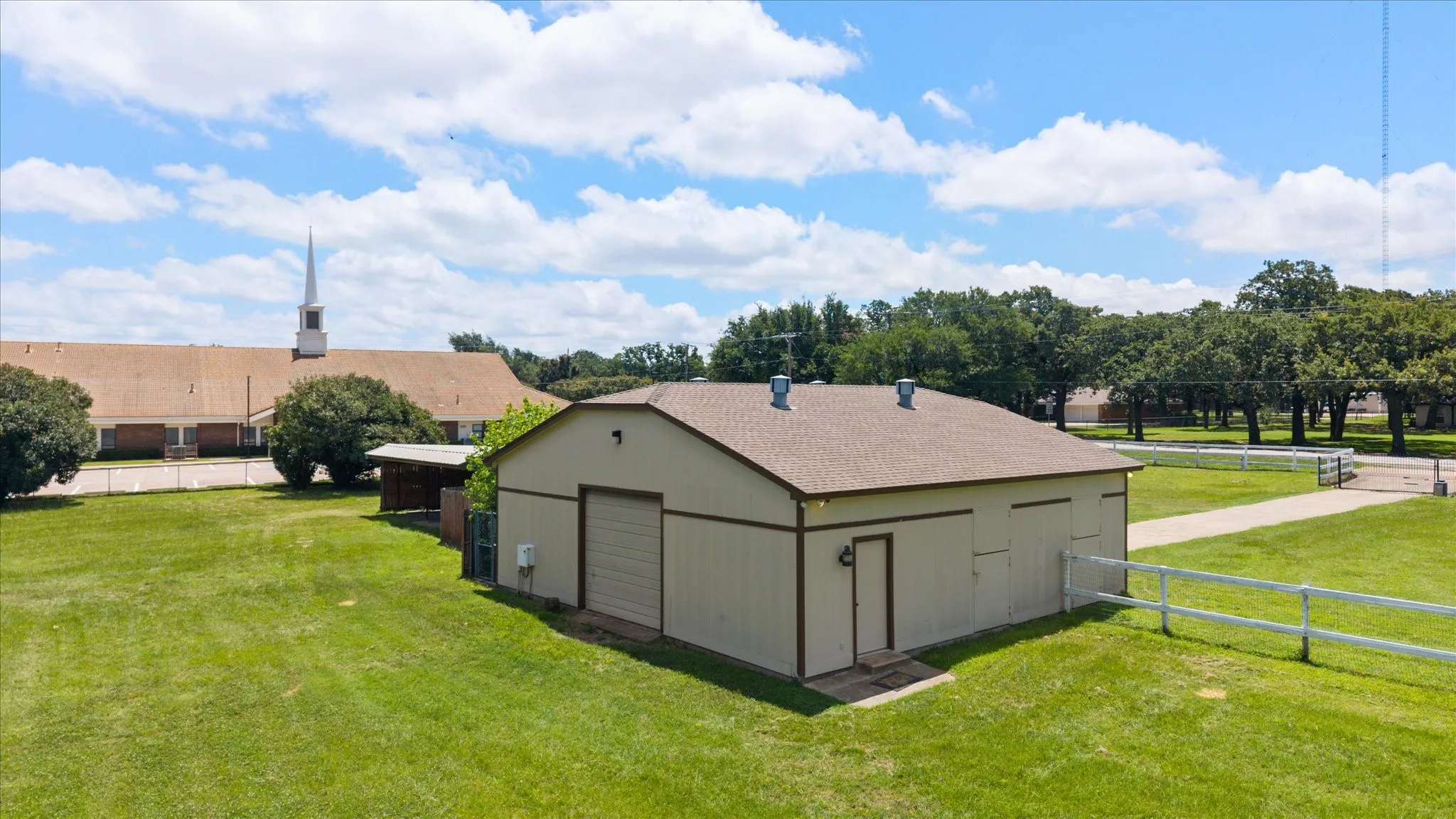 Barn with tack room 2 horse stalls and two garage doors for entrance