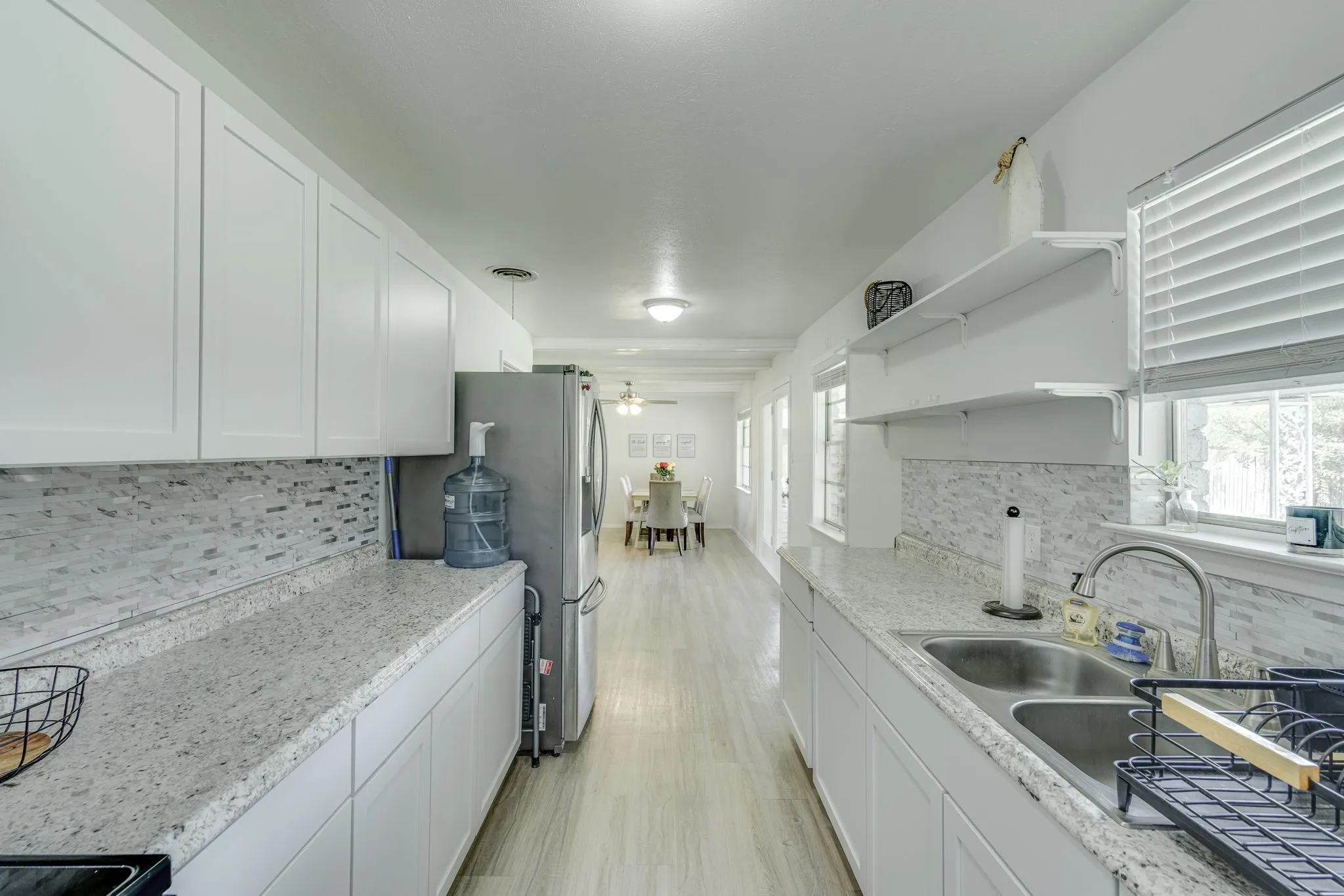 Kitchen looking into dining area.