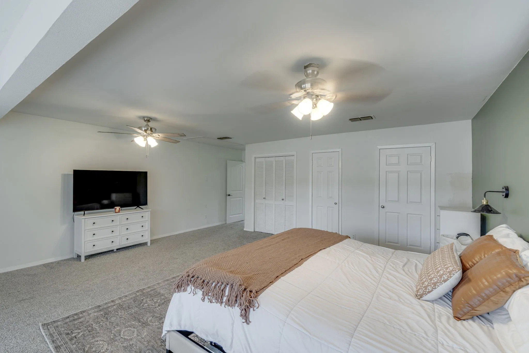 Ceiling fans add to the comfot.