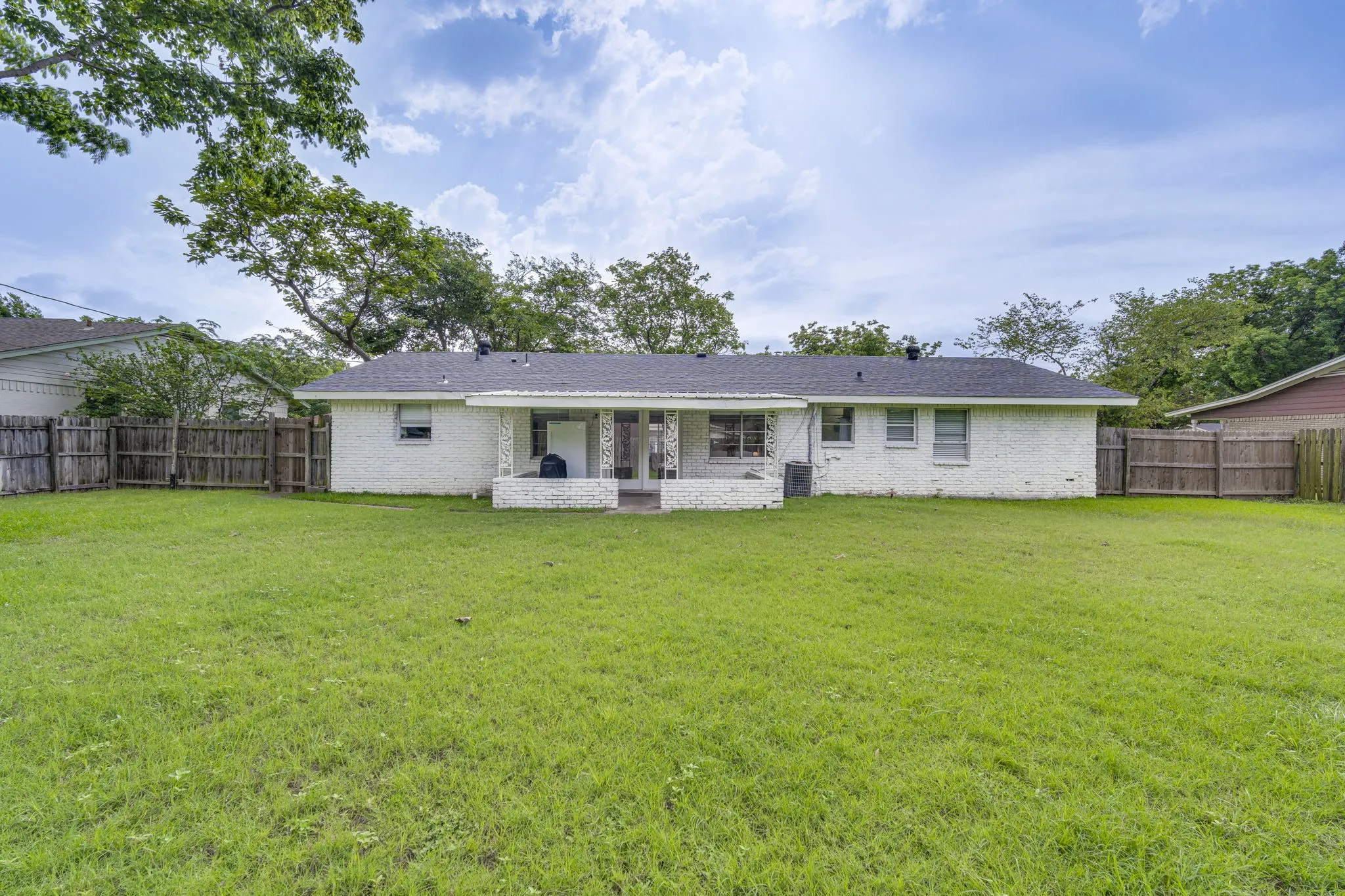 Fenced flat yard.