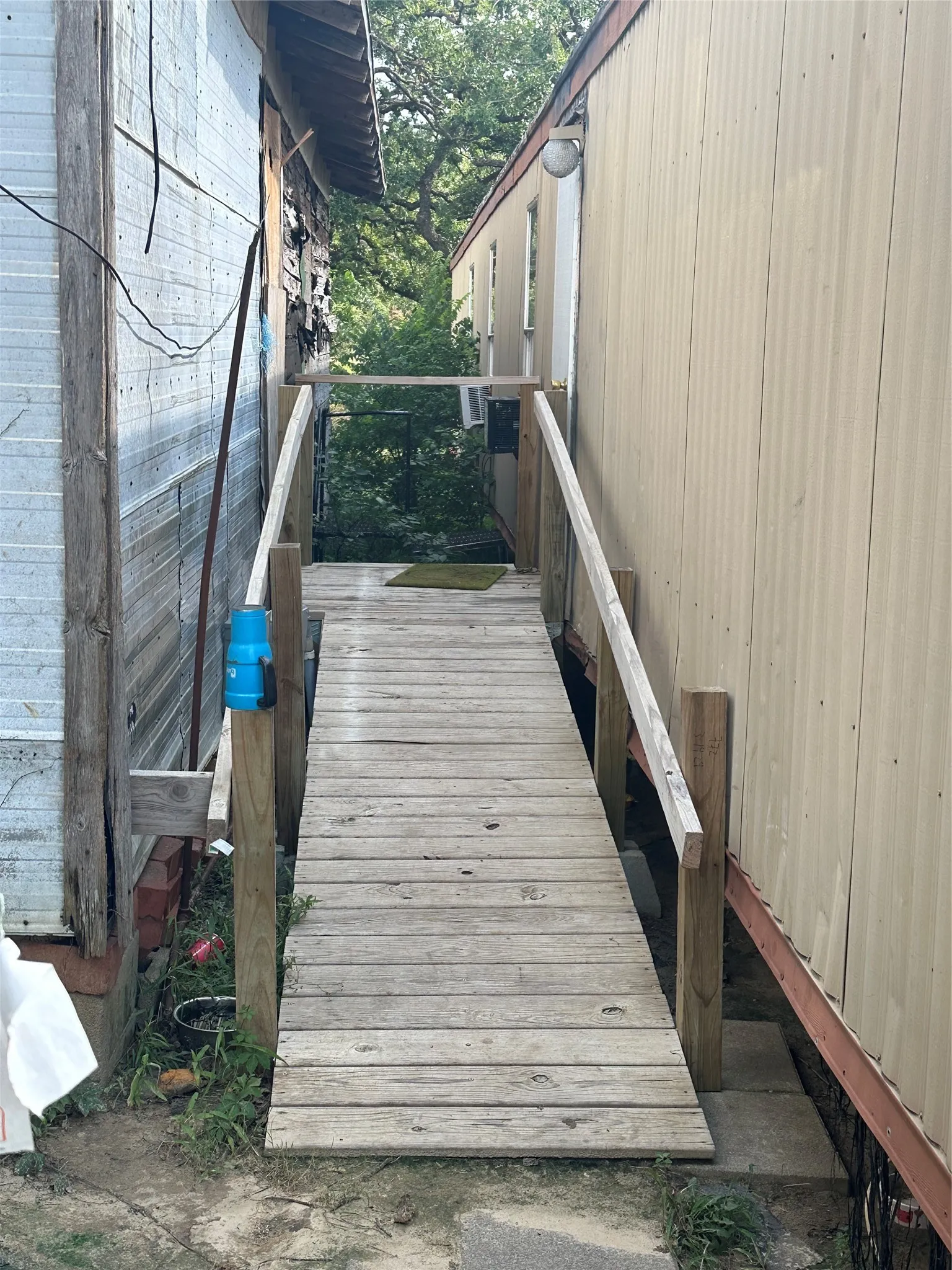 Ramp leading into the mobile home