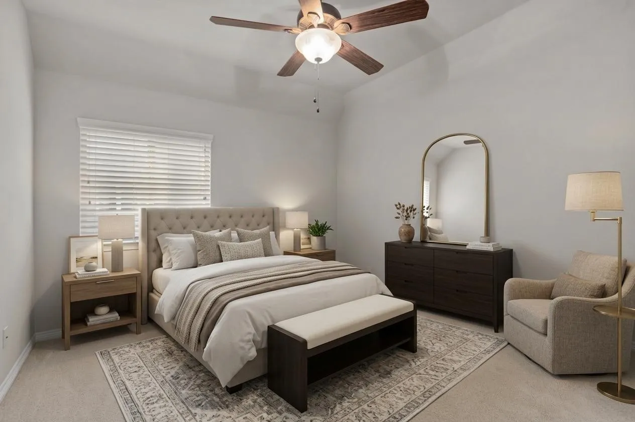 Virtual staged secondary bedroom