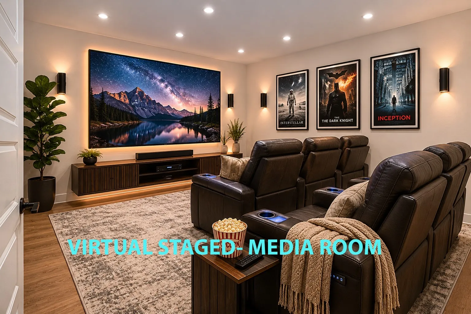 Virtually staged Media Room
