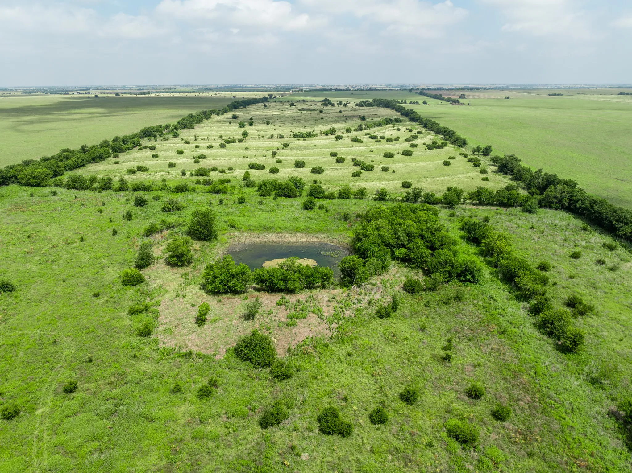Expansive agricultural landscape featuring a triangular-shaped parcel of land