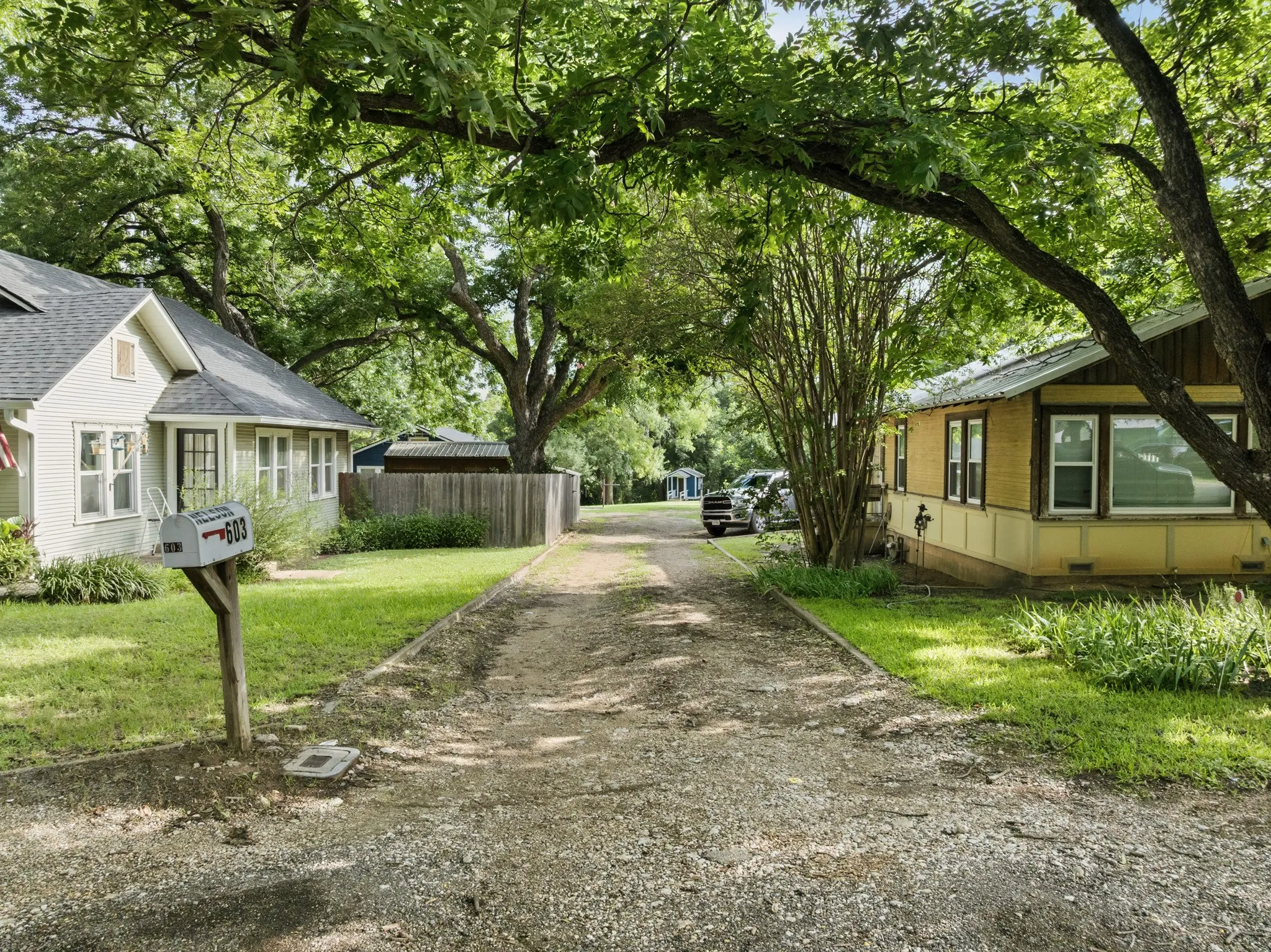 Long driveway into property