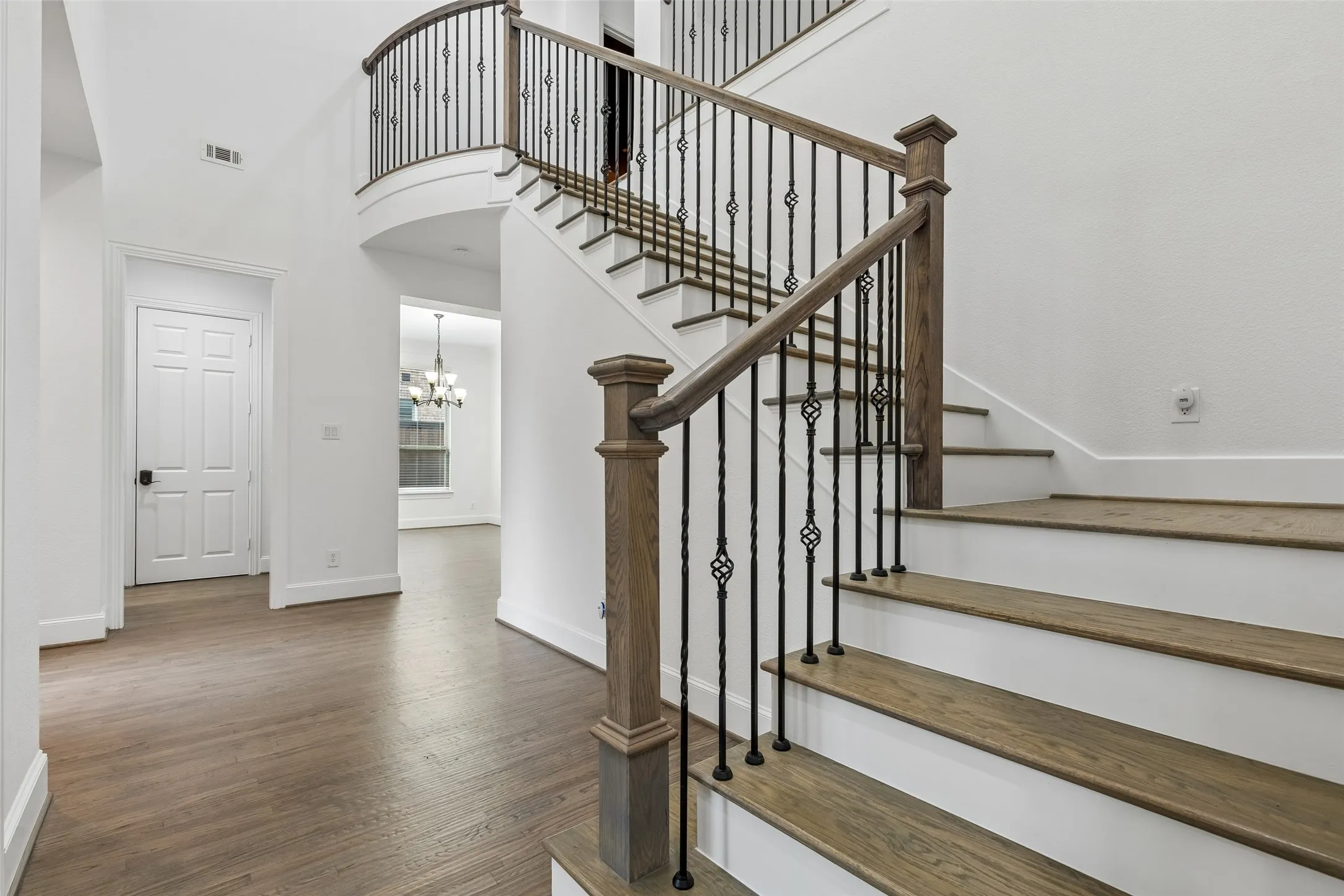 Redesigned stair configuration, stair treads, railing system.