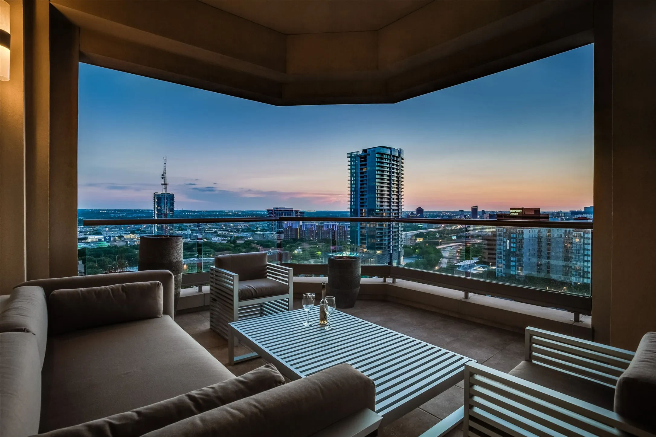 Enjoy sunset views from protected Balcony.