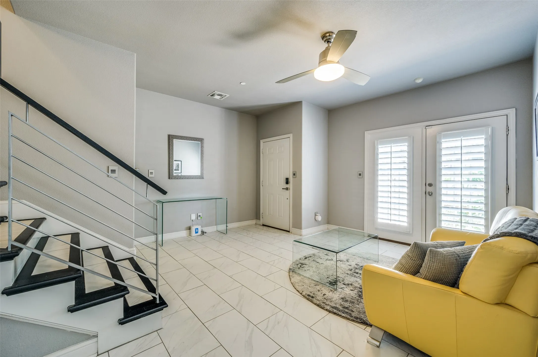 Gorgeous modern finishes throughout. First Floor Flex Space with glass doors to private fenced yard