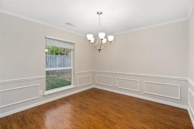 Spacious dining room will hold the entire gang.