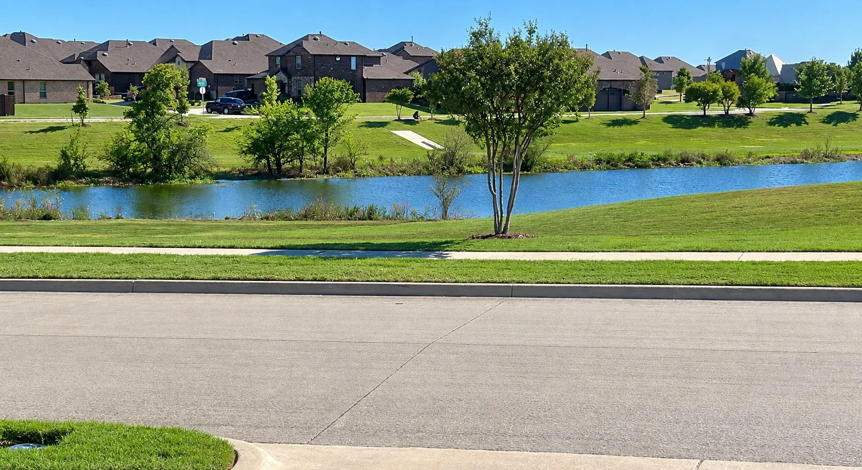 View of the pond from the front of the house.