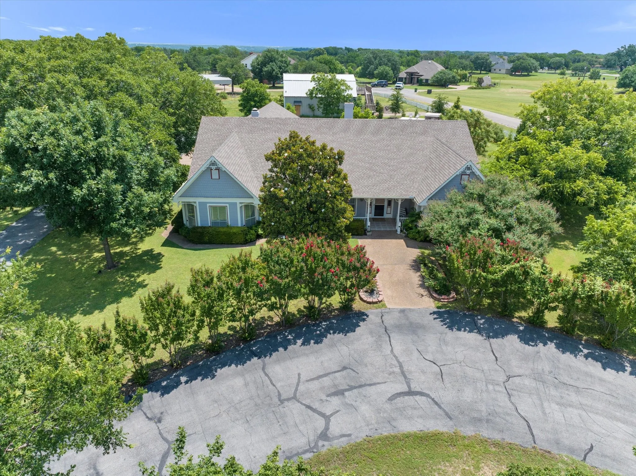 close up front aerial view