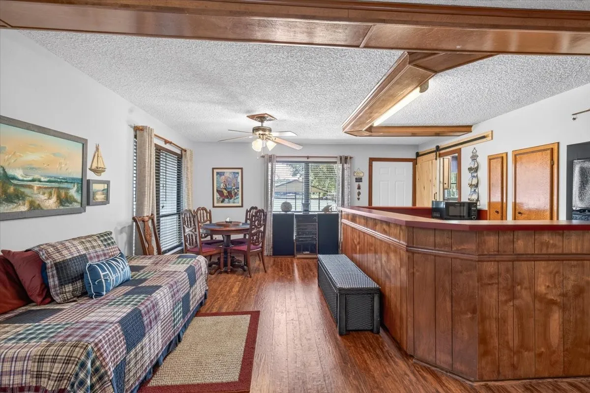 Guest Quarters - bar counter surrounds the kitchenette.