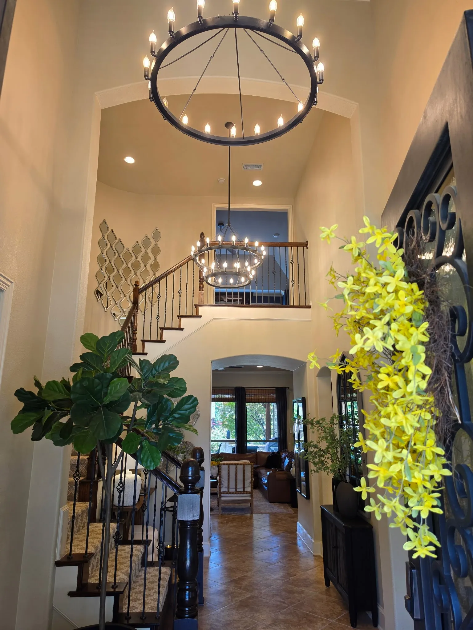 Beautiful 2-story entry with designer RH lighting