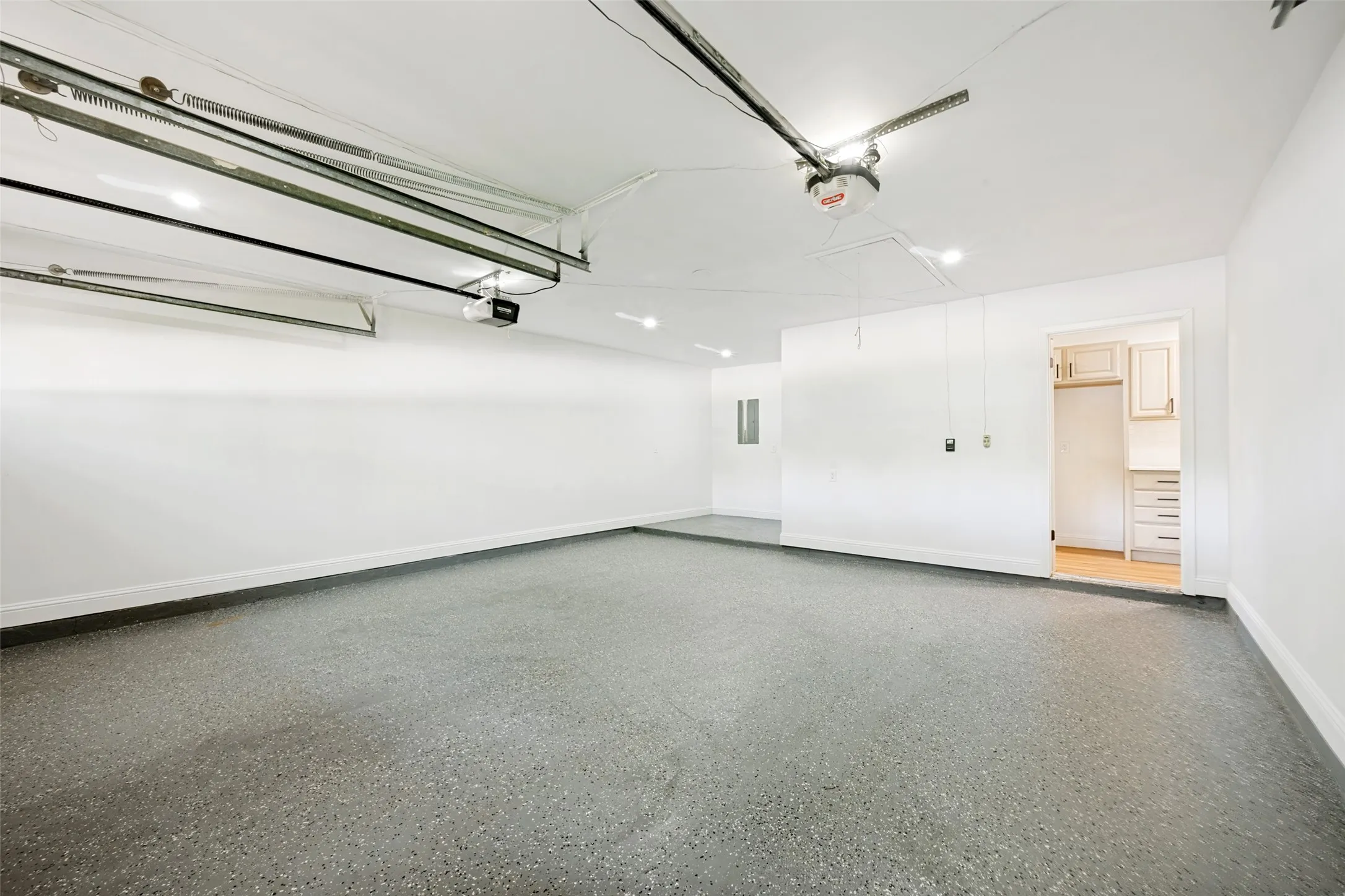 Spacious garage with an epoxy-coated floor