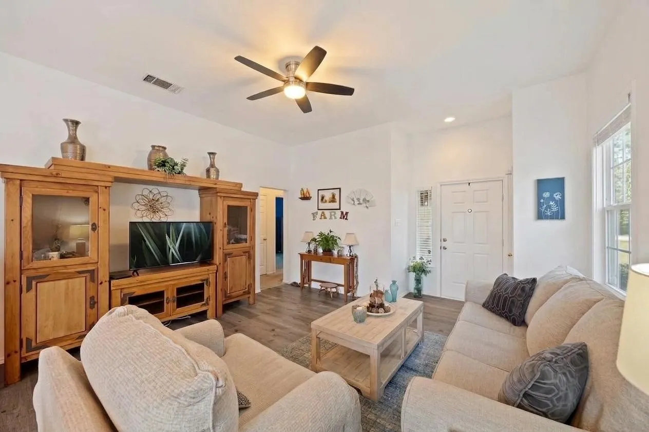 View towards bedrooms from living room.